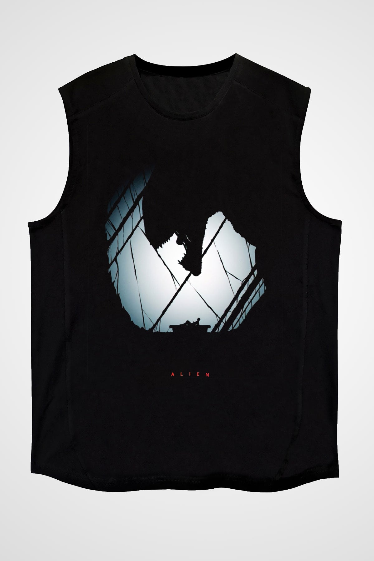 Alien Siyah Unisex Kolsuz Tişört