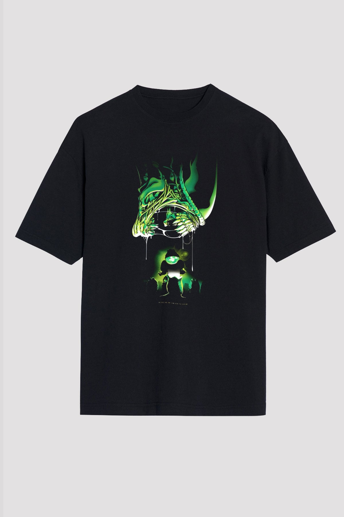 Alien Siyah Unisex Oversize Tişört T-Shirt