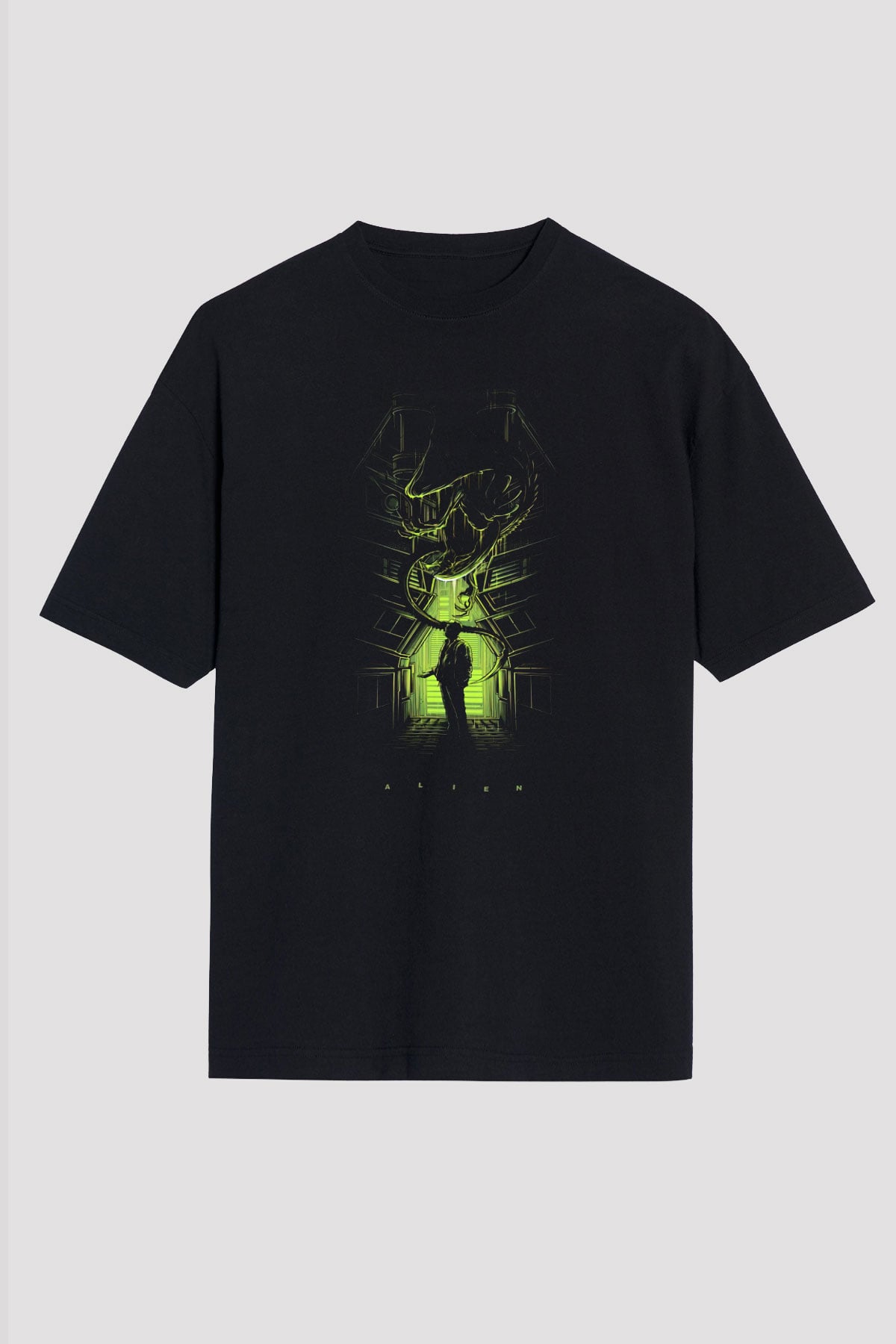 Alien Siyah Unisex Oversize Tişört T-Shirt