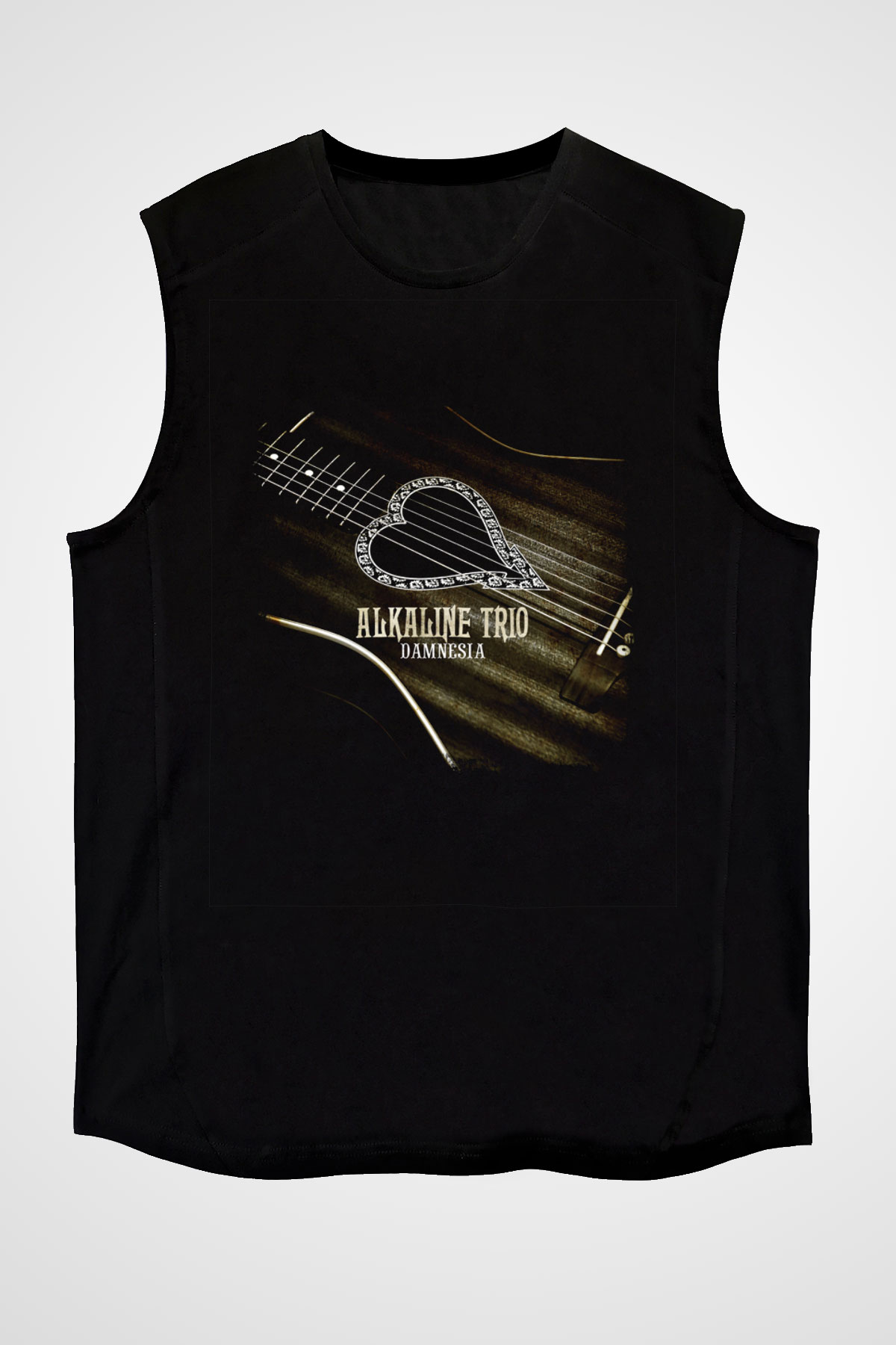 Alkaline Trio Baskılı Unisex Siyah Kolsuz Tişört