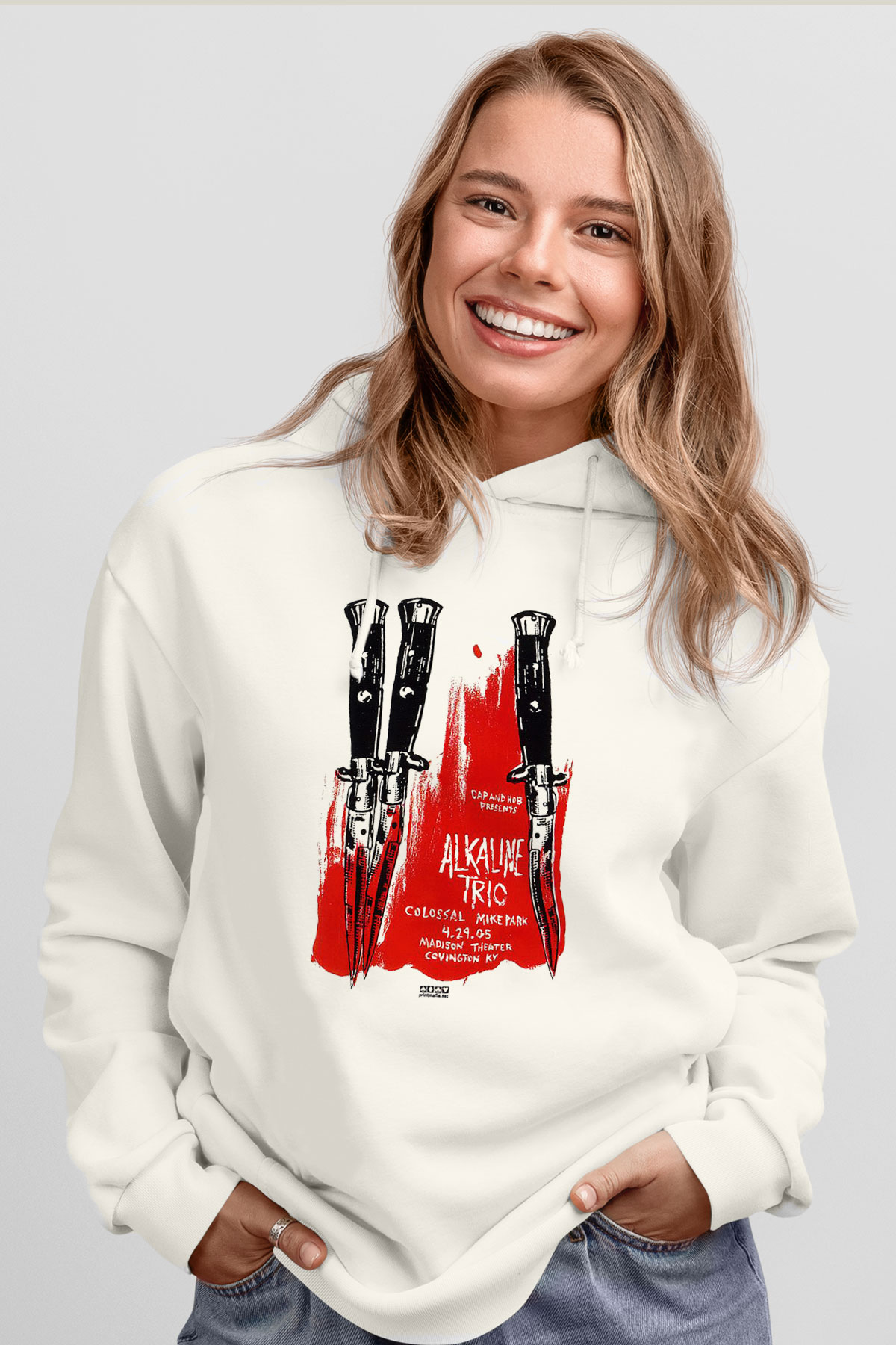 Alkaline Trio Beyaz Unisex Kapşonlu Sweatshirt