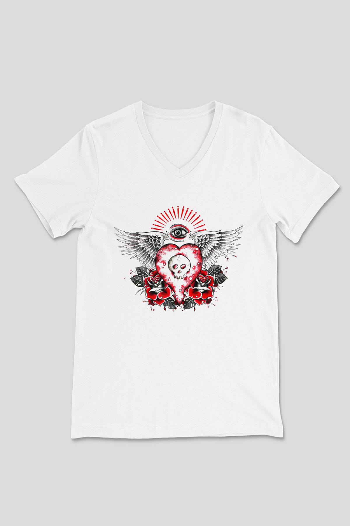 Alkaline Trio Beyaz Unisex V Yaka Tişört
