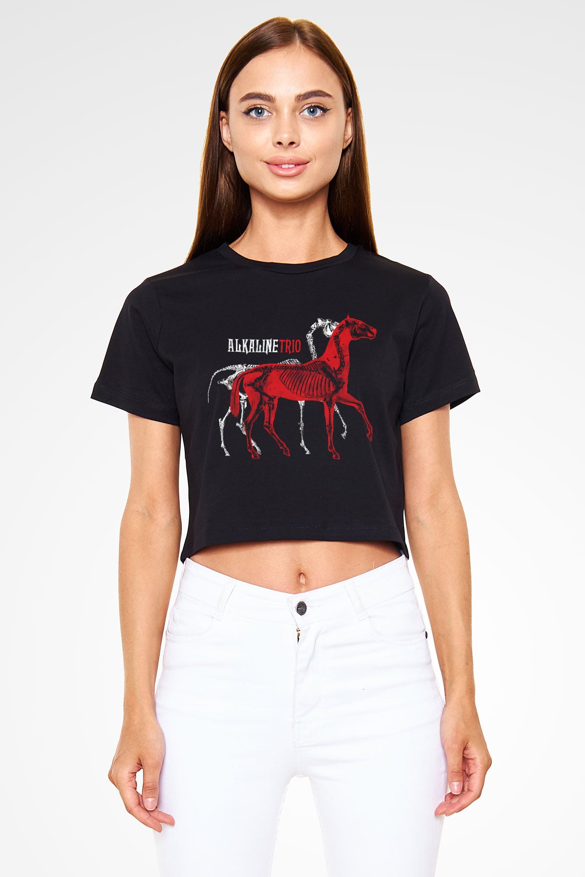 Alkaline Trio Siyah Crop Top Tişört