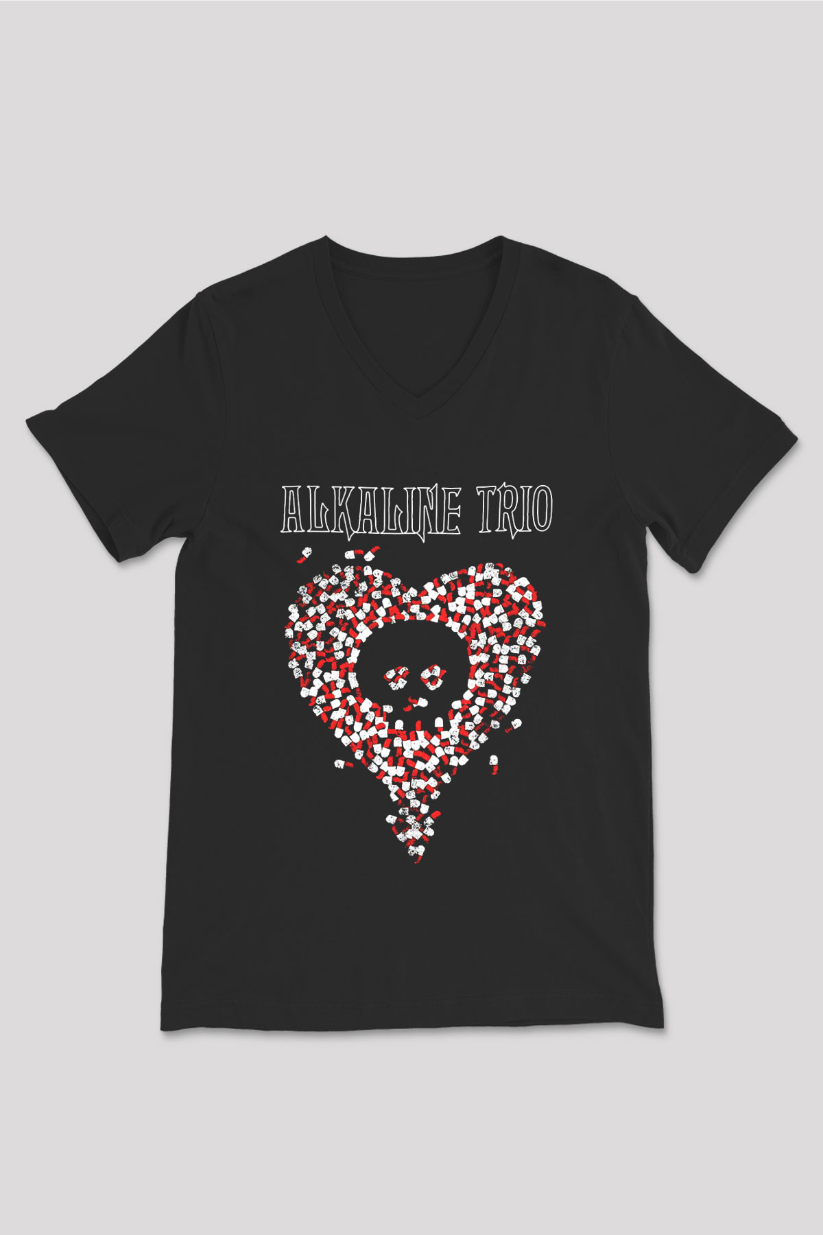 Alkaline Trio Siyah Unisex V Yaka Tişört T-Shirt