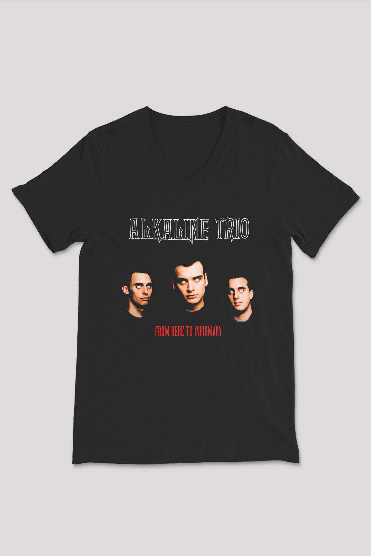 Alkaline Trio Siyah Unisex V Yaka Tişört T-Shirt