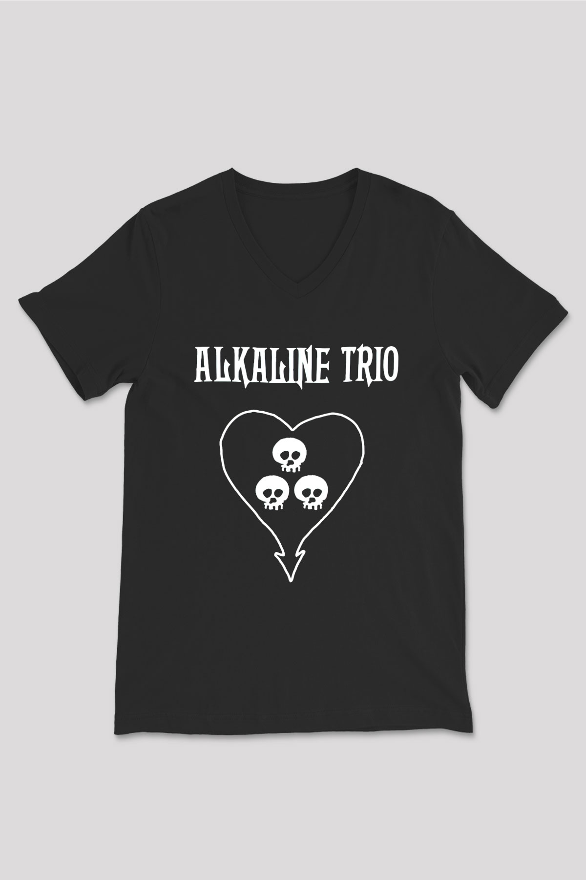 Alkaline Trio Siyah Unisex V Yaka Tişört T-Shirt
