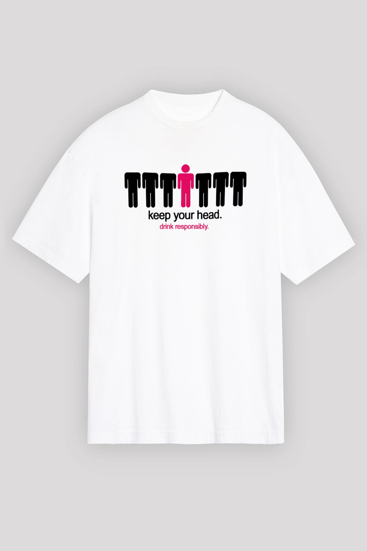 Alkol Beyaz Unisex Oversize Tişört T-Shirt