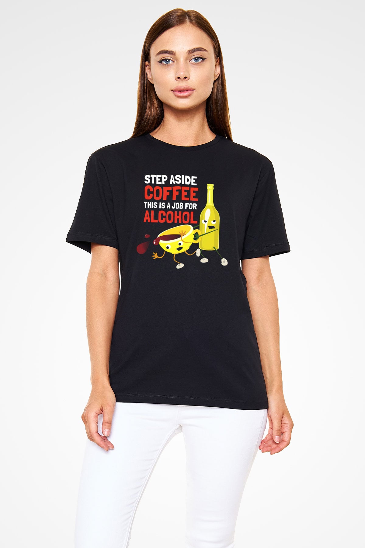 Alkol Siyah Unisex Tişört T-Shirt - TişörtFabrikası