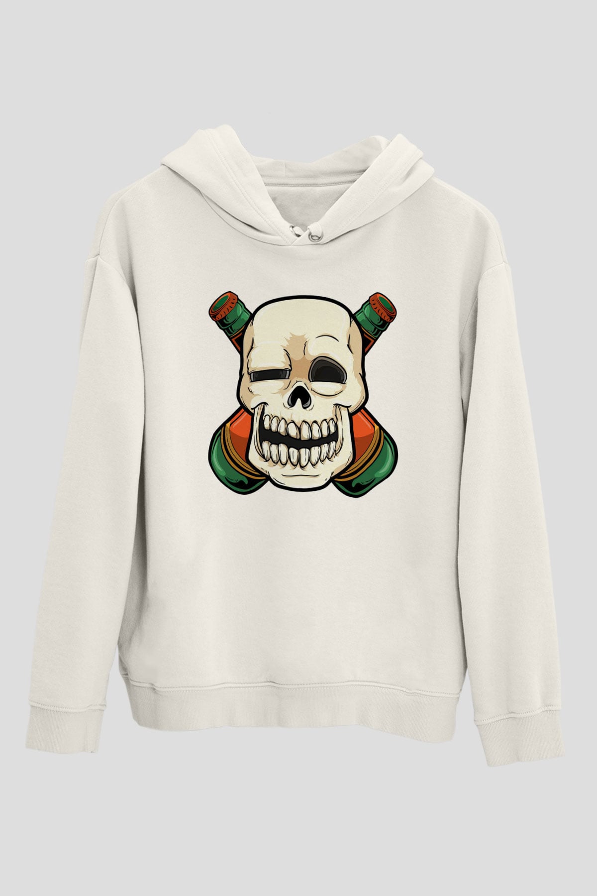 Alkolik Kuru KafaBeyaz  Unisex Hoodie