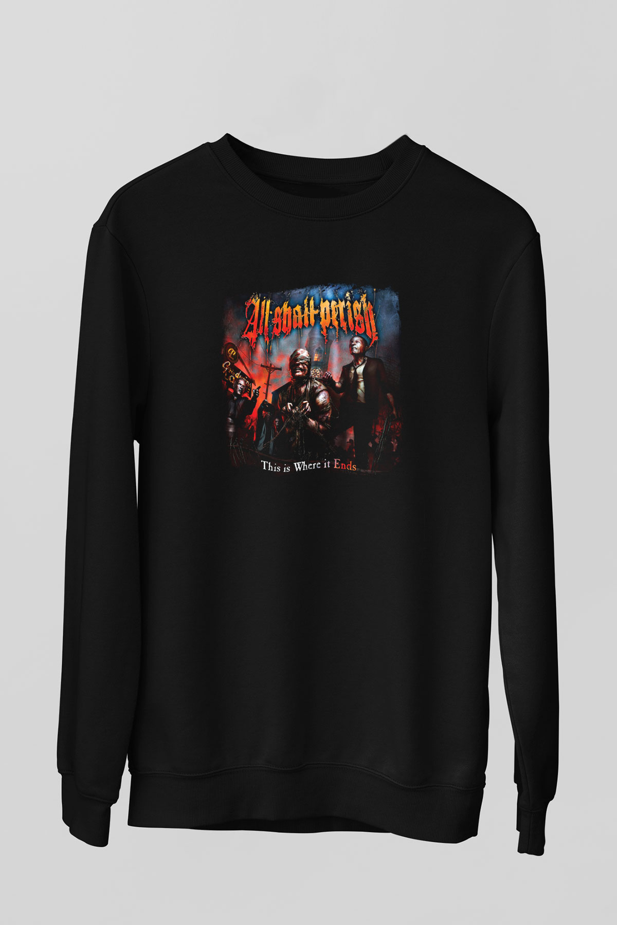 All Shall Perish Baskılı Unisex Siyah Sweatshirt