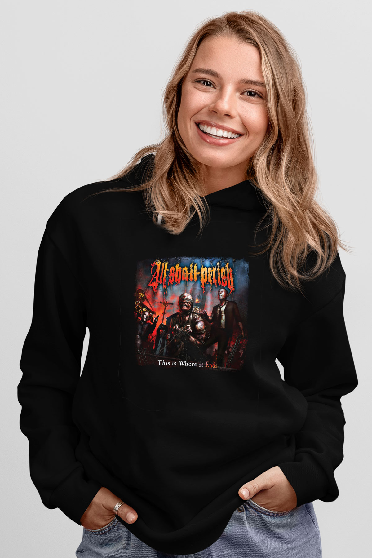 All Shall Perish Baskılı Unisex Siyah Hoodie