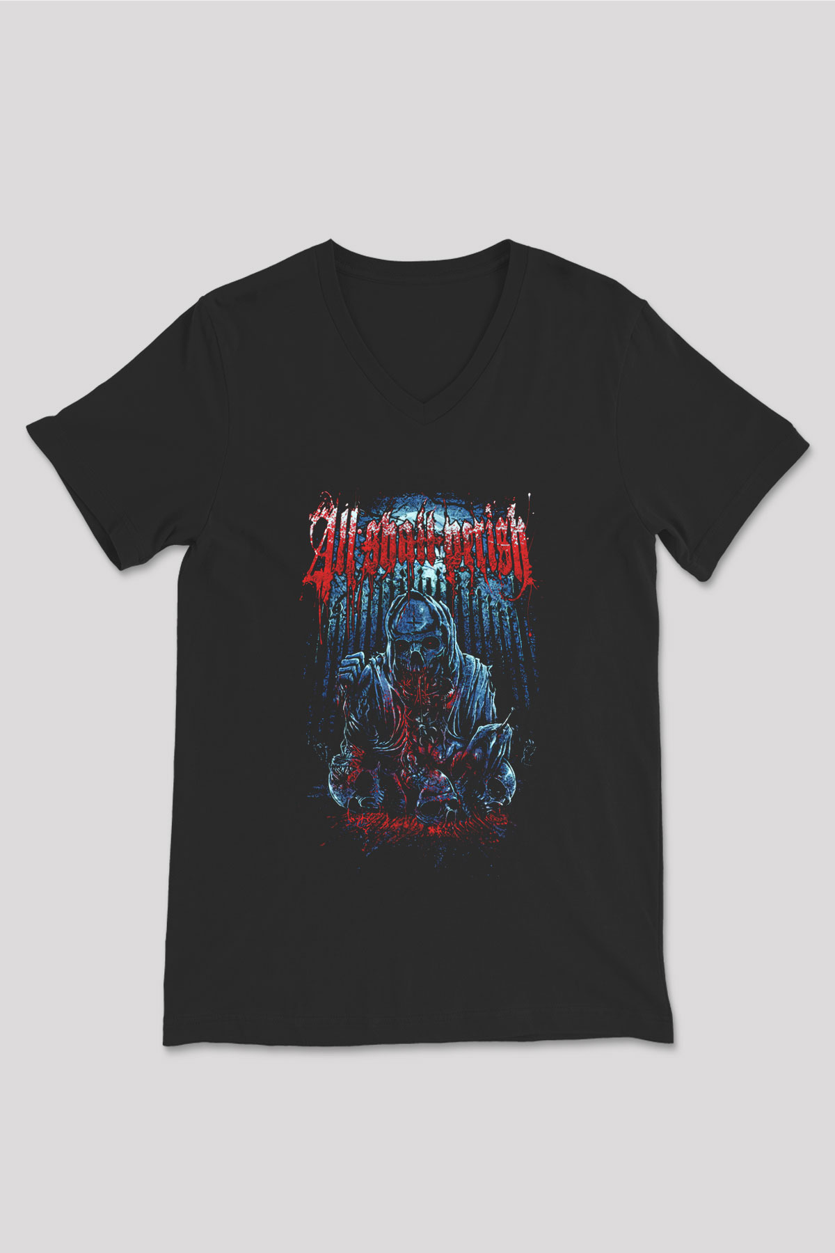All Shall Perish Siyah Unisex V Yaka Tişört T-Shirt