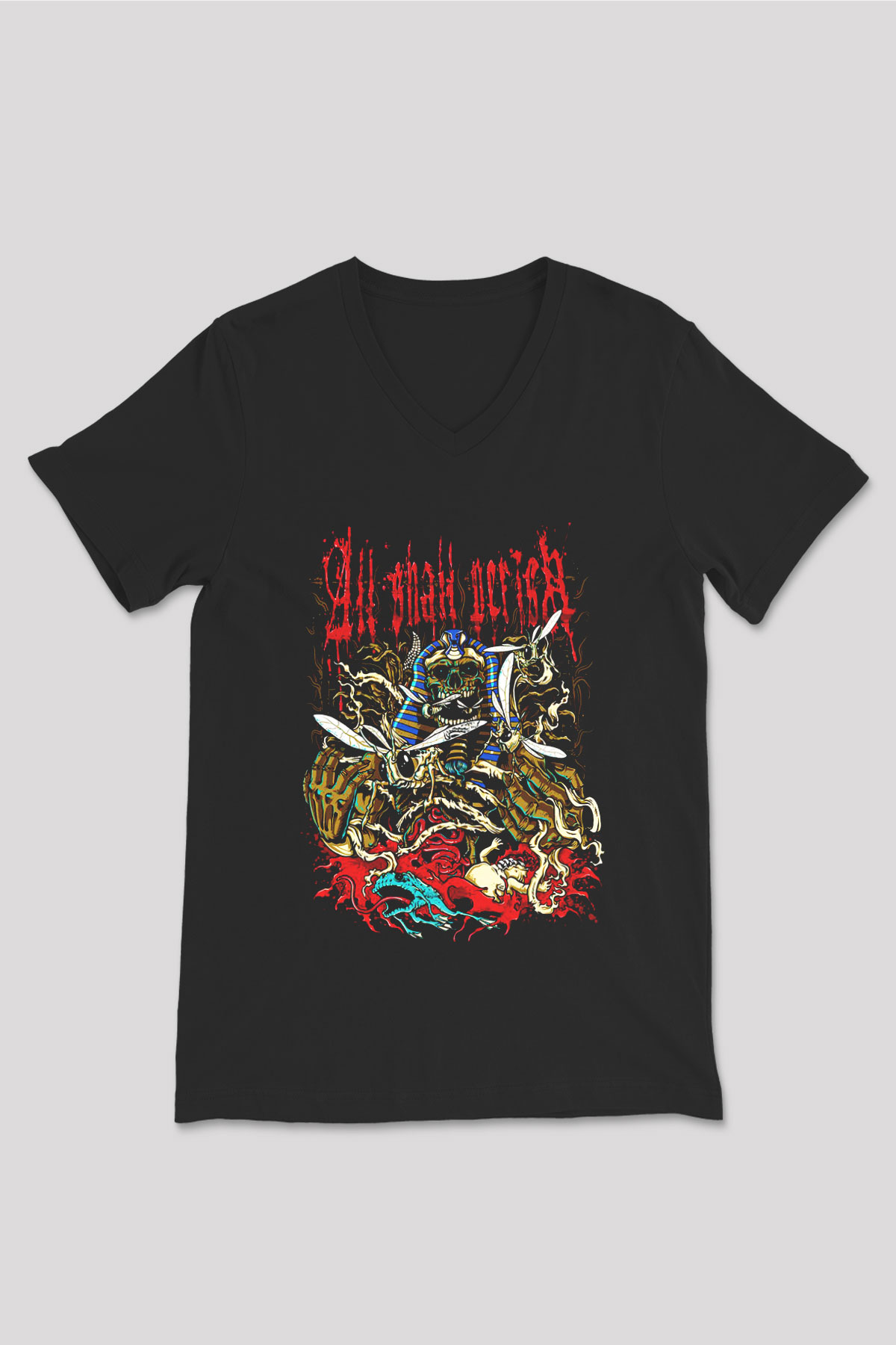 All Shall Perish Siyah Unisex V Yaka Tişört T-Shirt