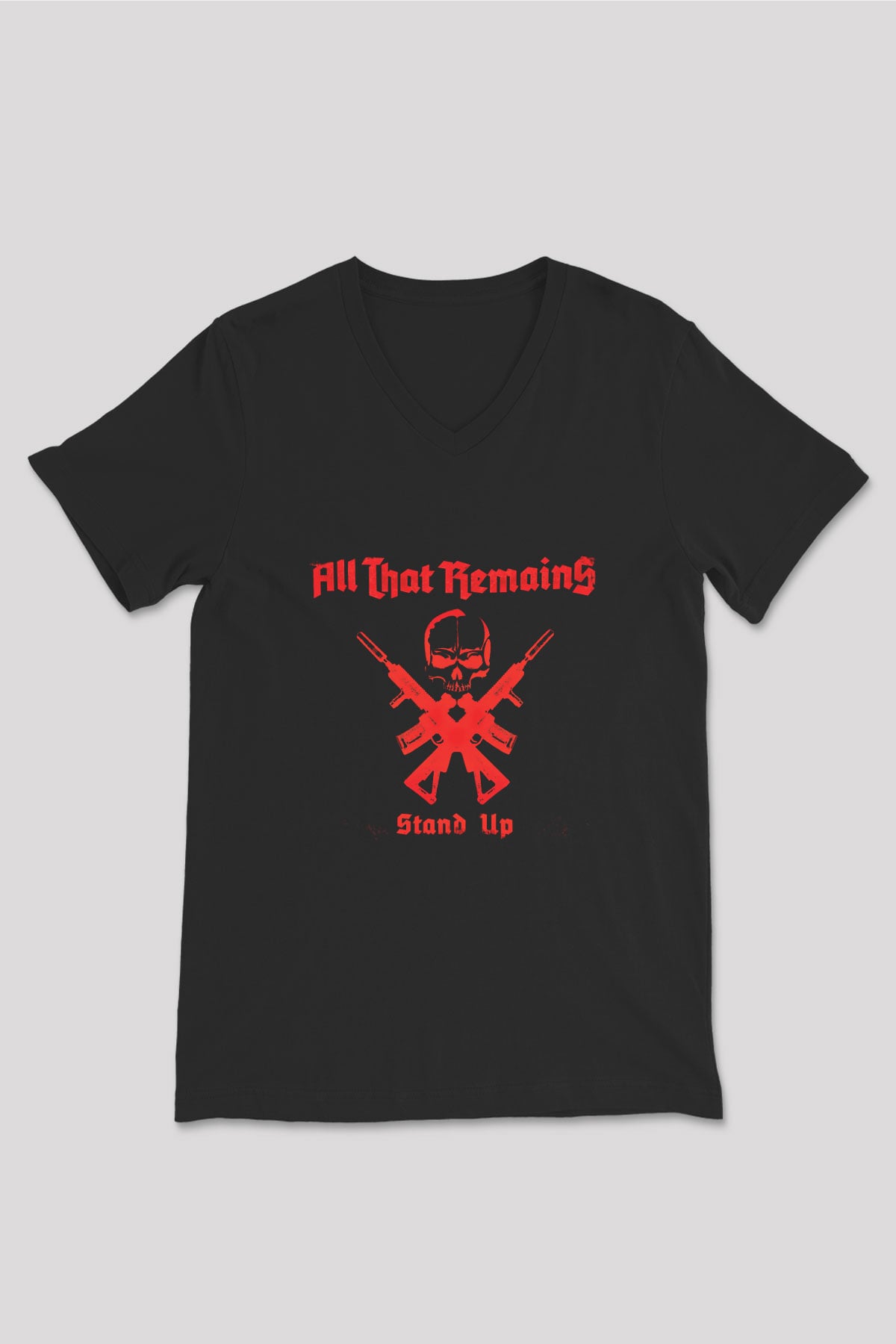 All That Remains Baskılı Unisex Siyah V Yaka Tişört