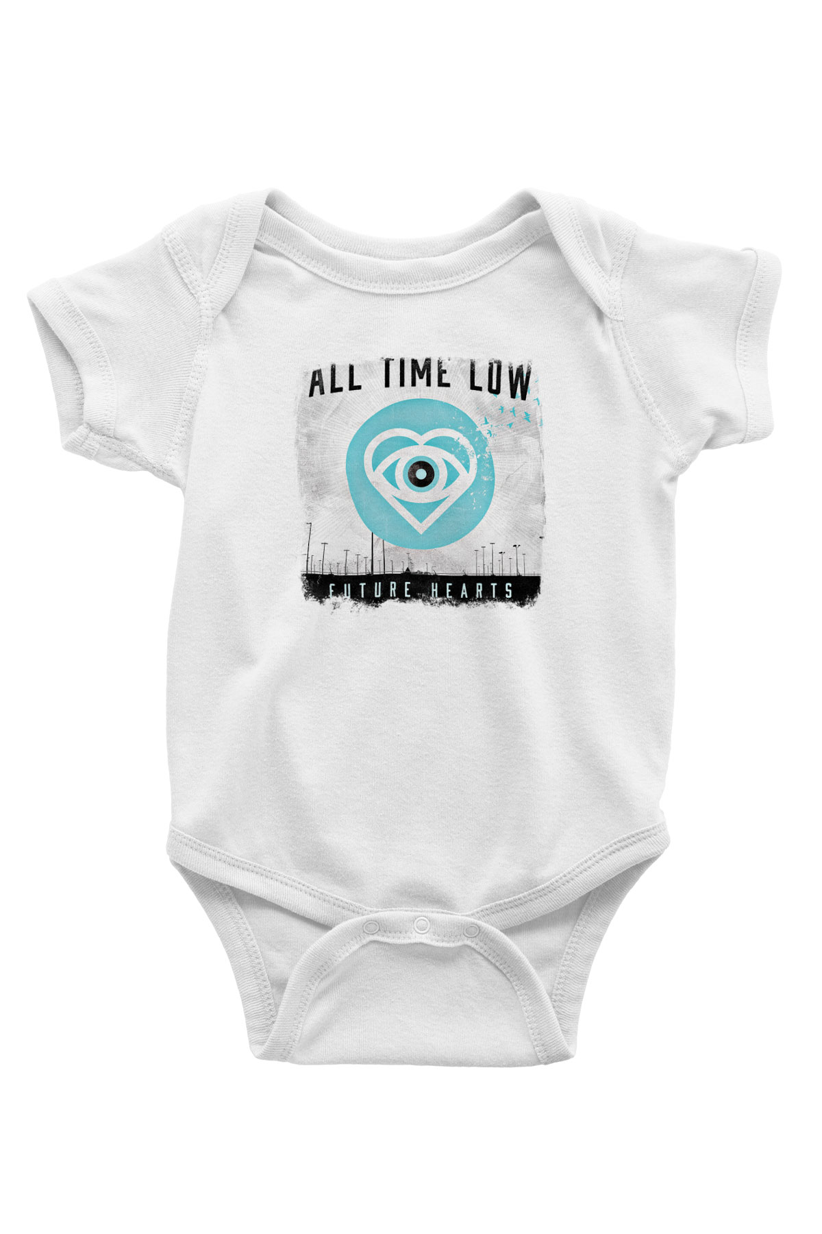 All Time Low Baskılı Unisex Beyaz Bebek Body - Zıbın