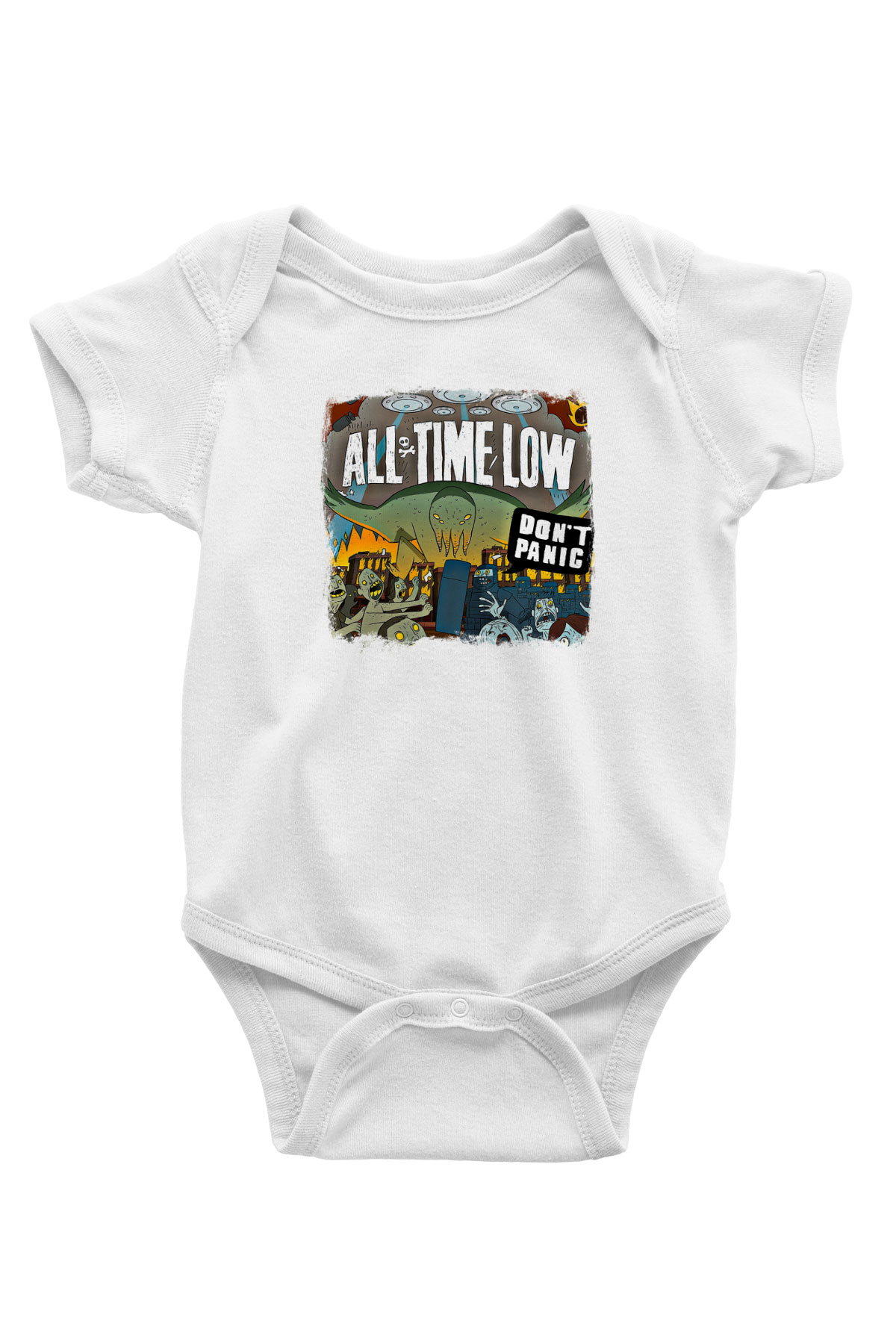All Time Low Baskılı Unisex Beyaz Bebek Body - Zıbın