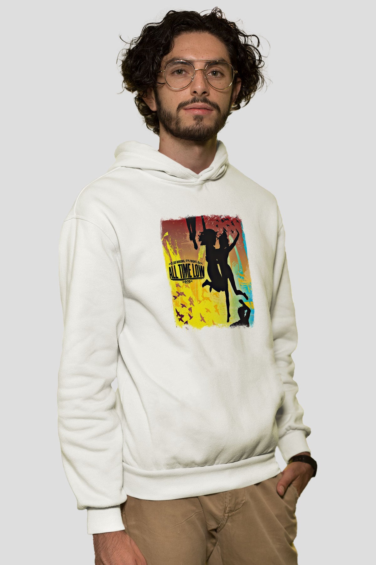 All Time Low Baskılı Unisex Beyaz Hoodie