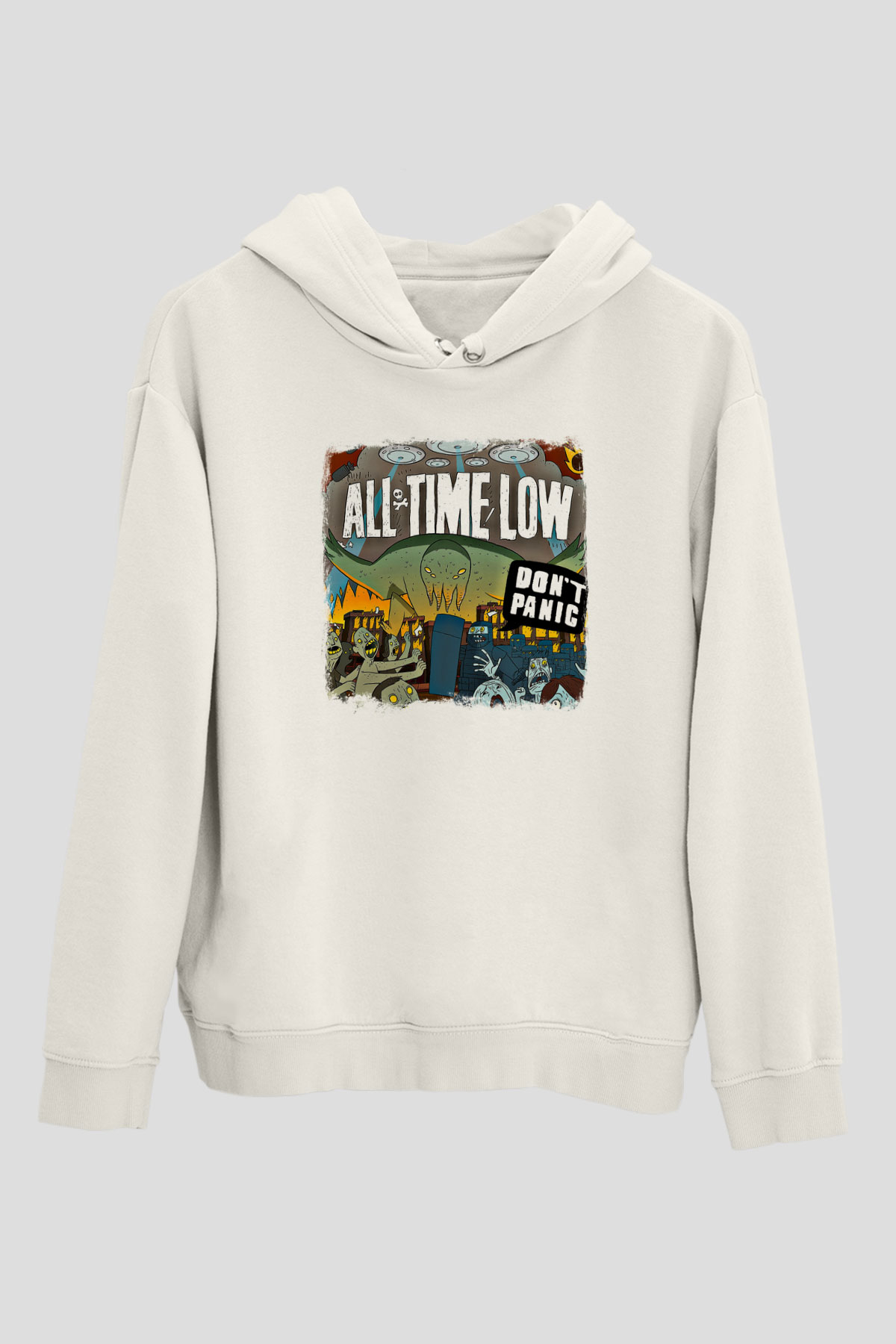 All Time Low Baskılı Unisex Beyaz Hoodie