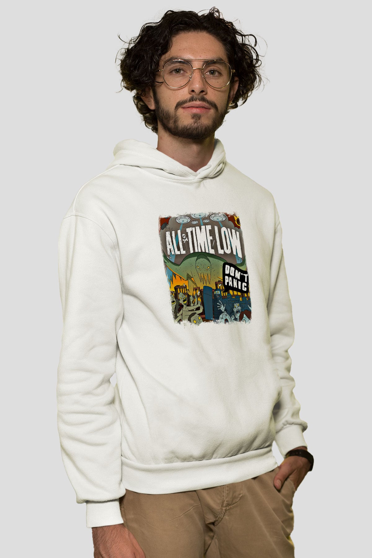 All Time Low Baskılı Unisex Beyaz Hoodie