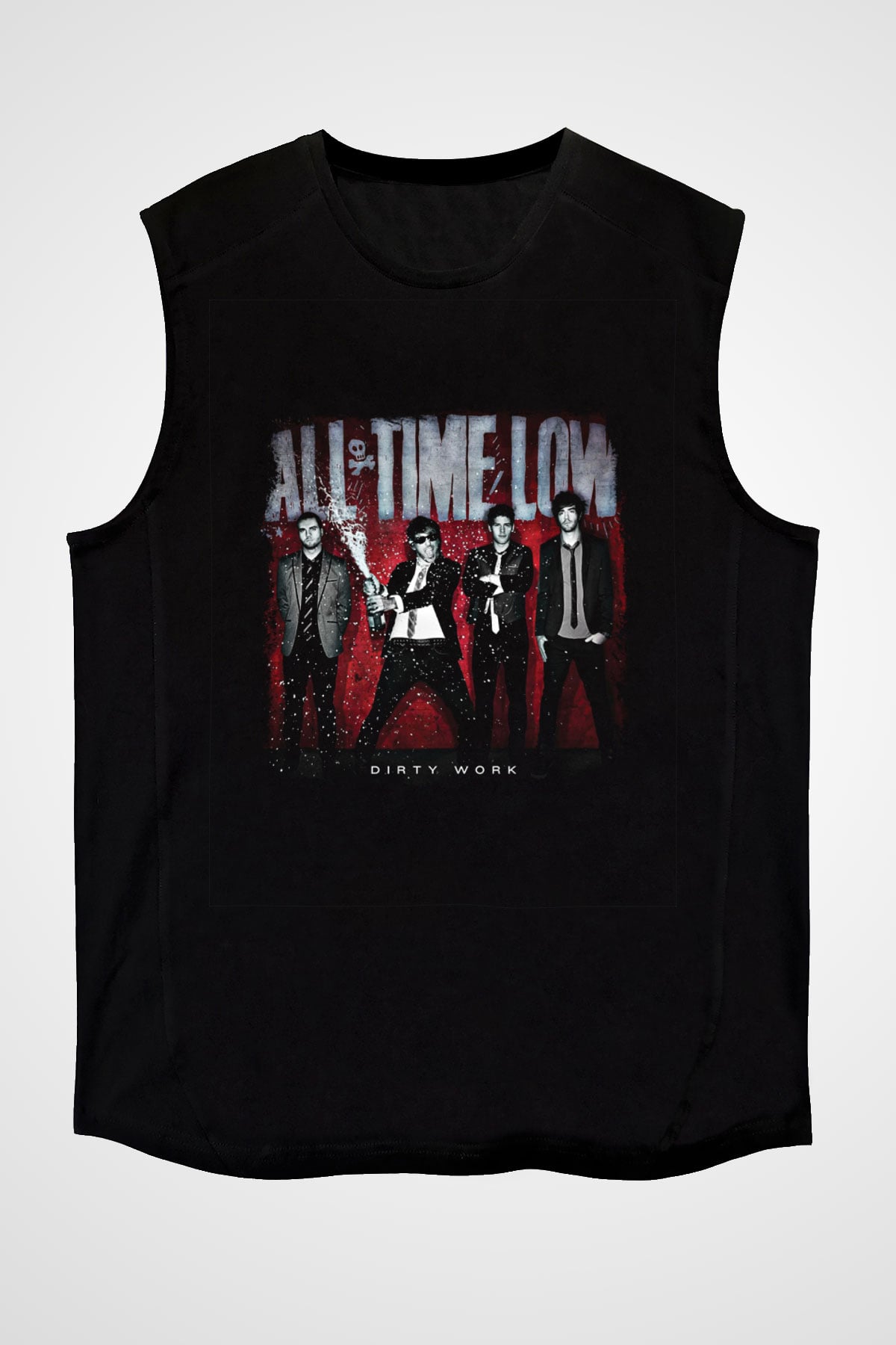 All Time Low Baskılı Unisex Siyah Kolsuz Tişört
