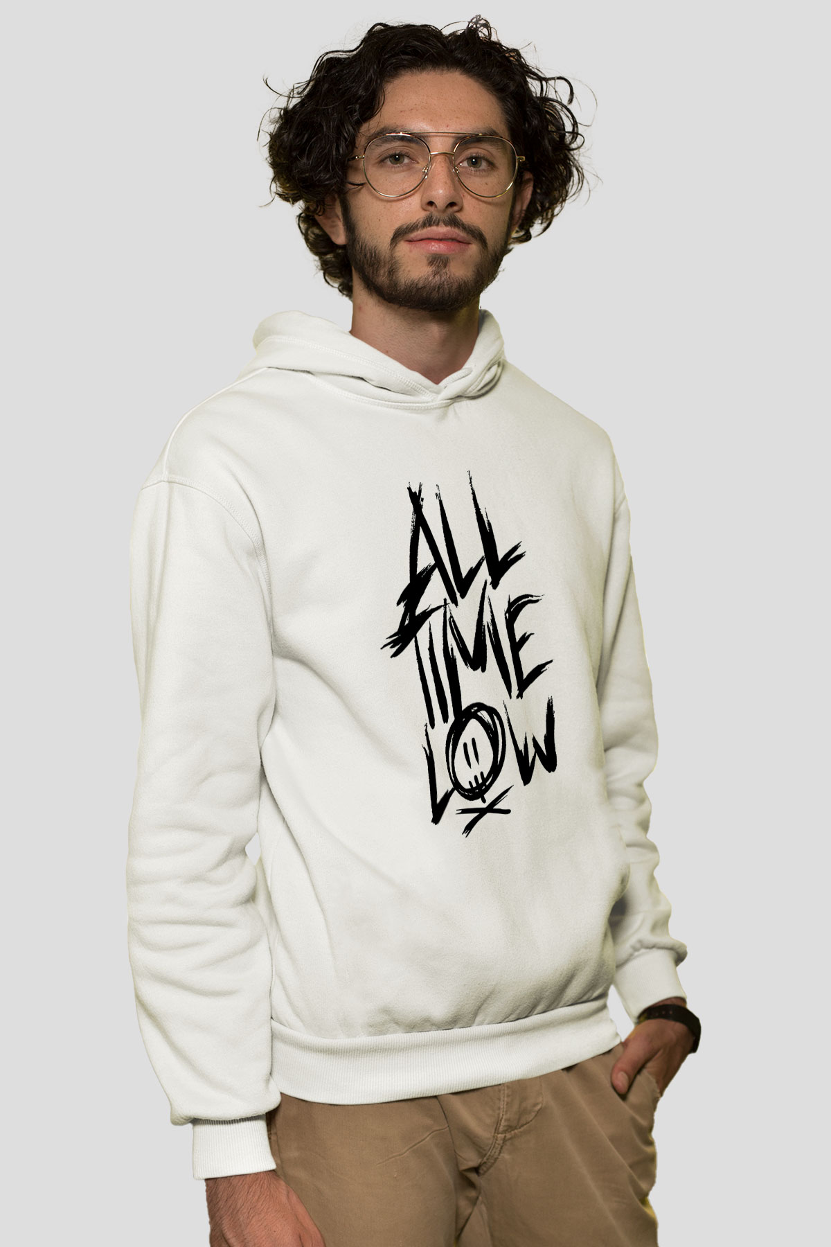 All Time Low Beyaz Unisex Kapşonlu Sweatshirt