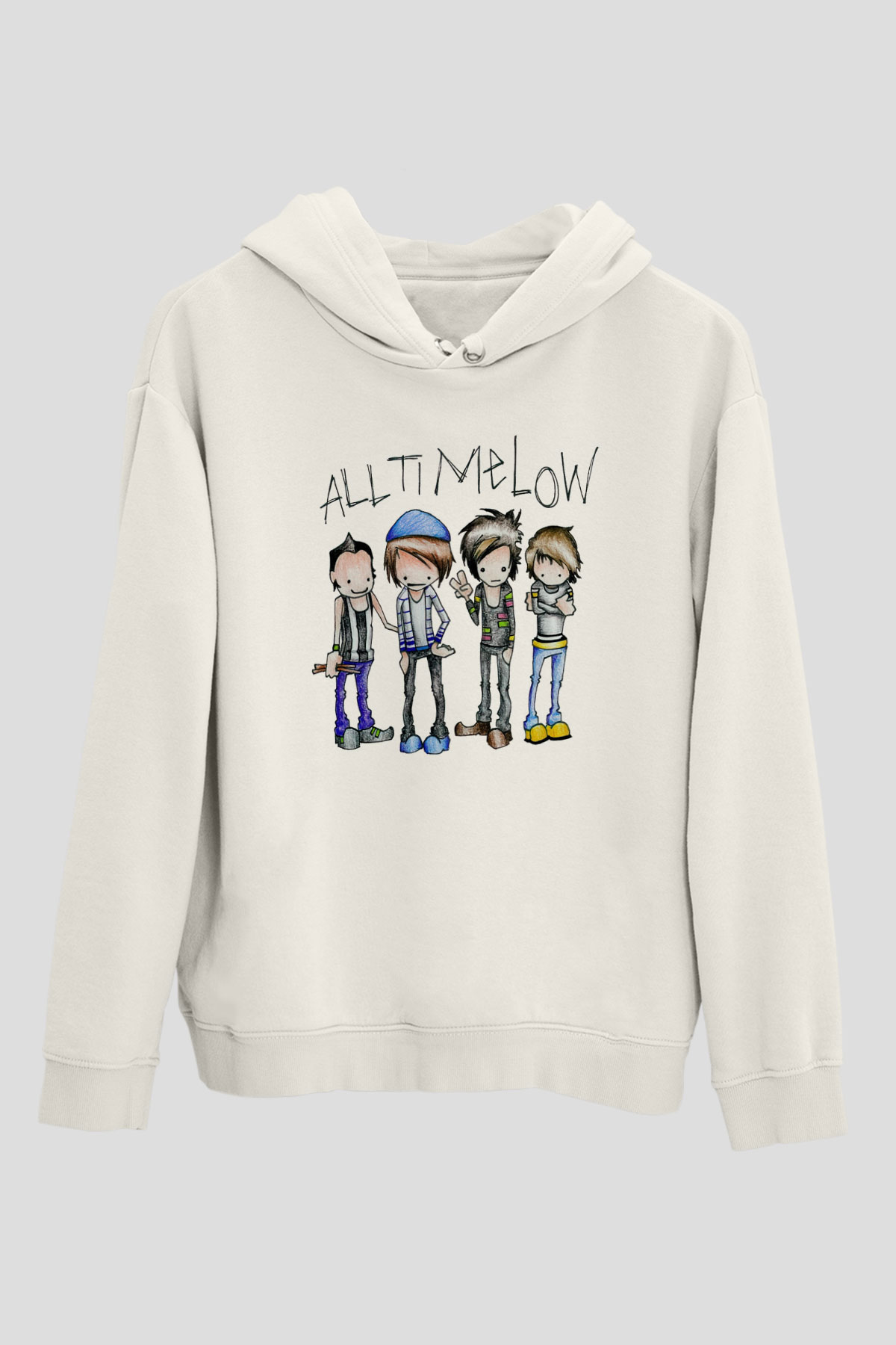 All Time Low Beyaz Unisex Kapüşonlu Sweatshirt
