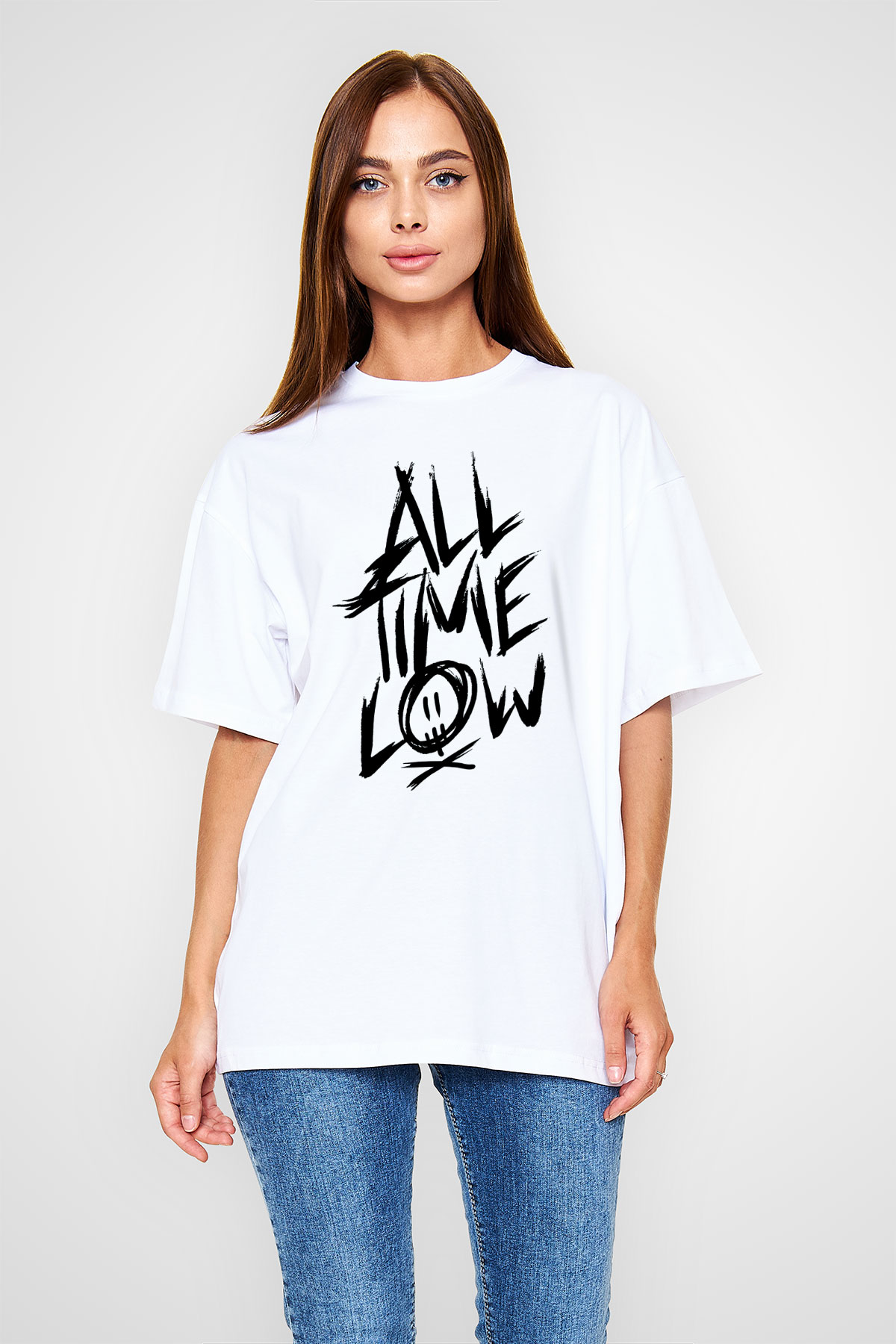 All Time Low Beyaz Unisex Oversize Tişört T-Shirt