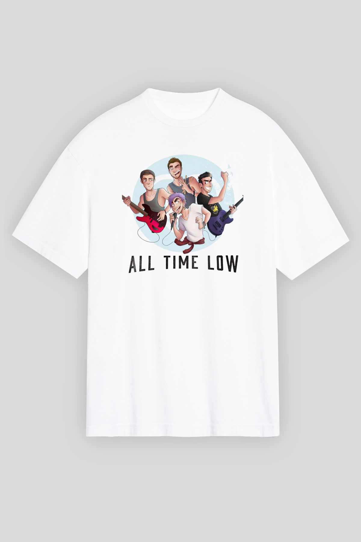 All Time Low Beyaz Oversize Tişört Oversize T-shirt - TişörtFabrikası