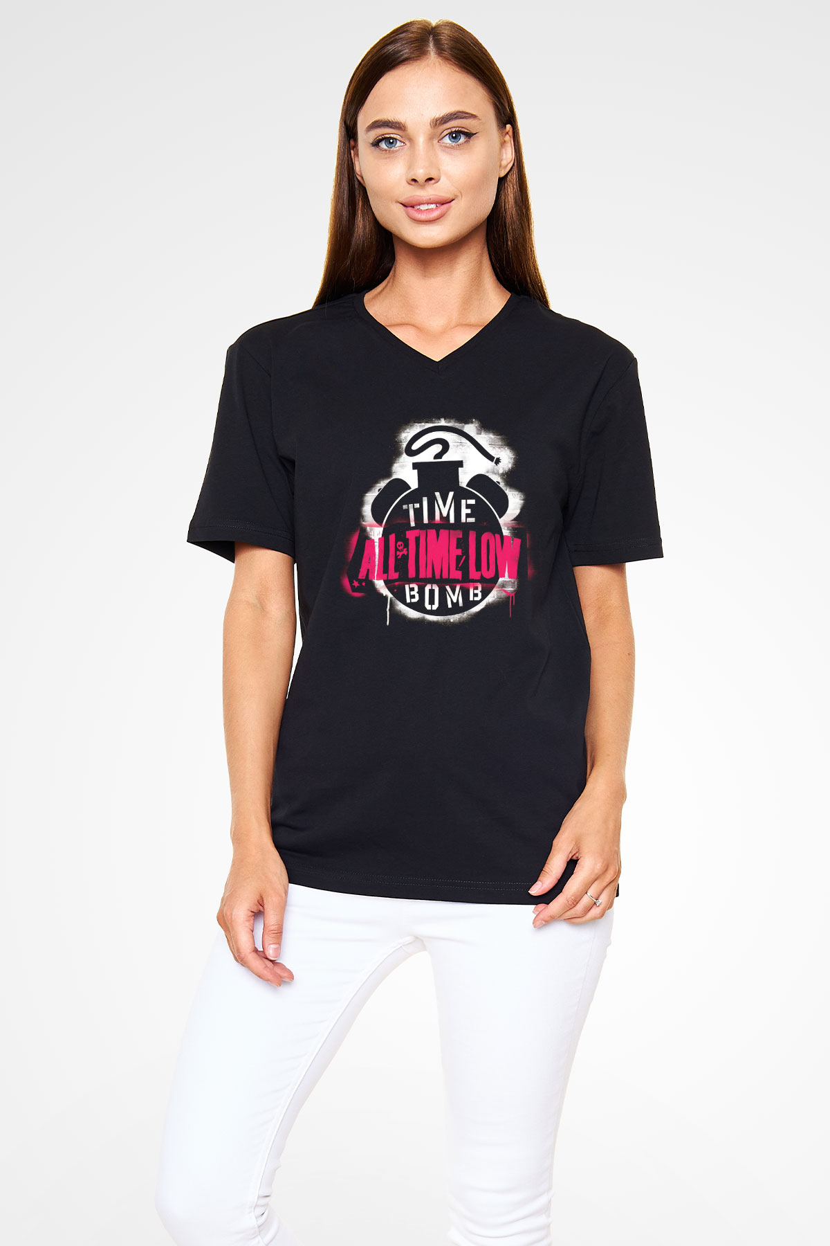All Time Low Siyah Unisex V Yaka Tişört