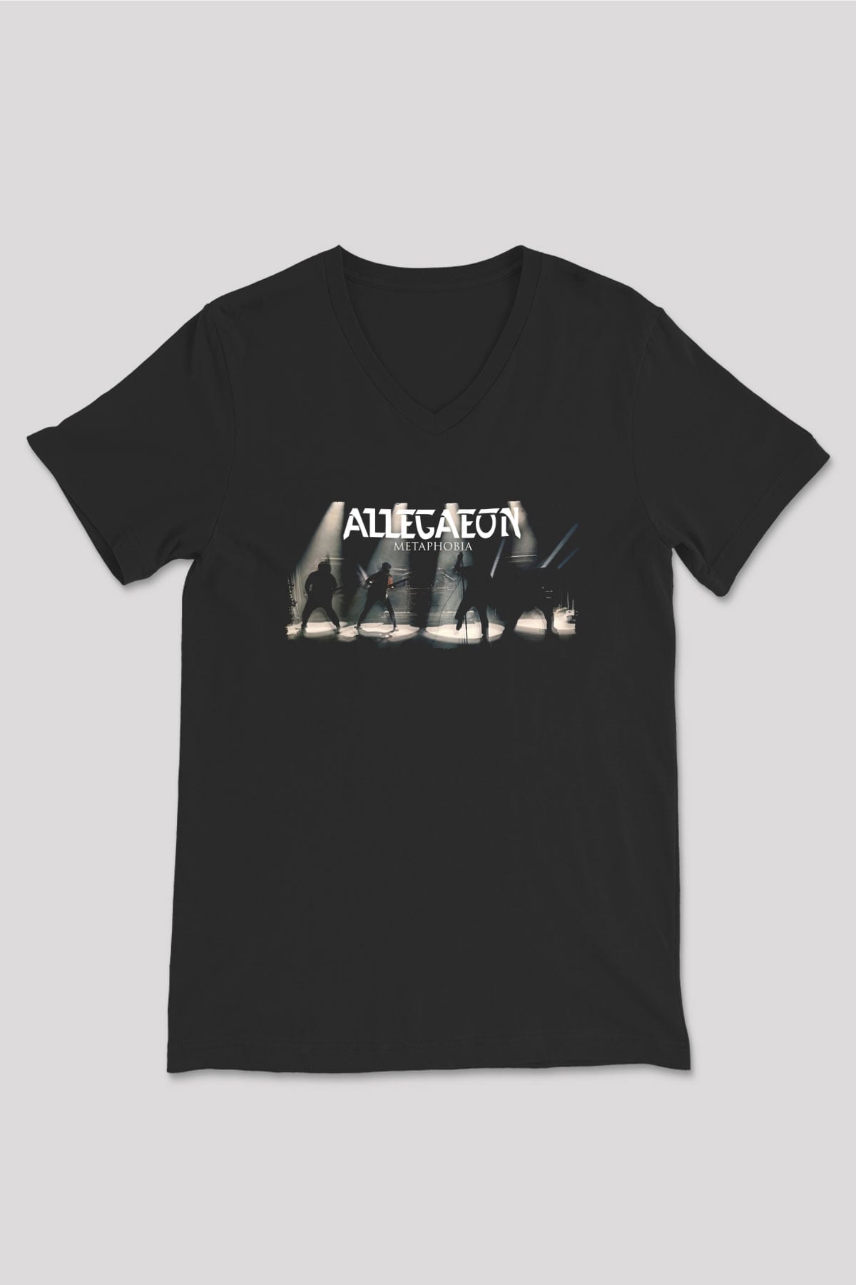 Allegaeon Baskılı Unisex Siyah V Yaka Tişört - Tshirt