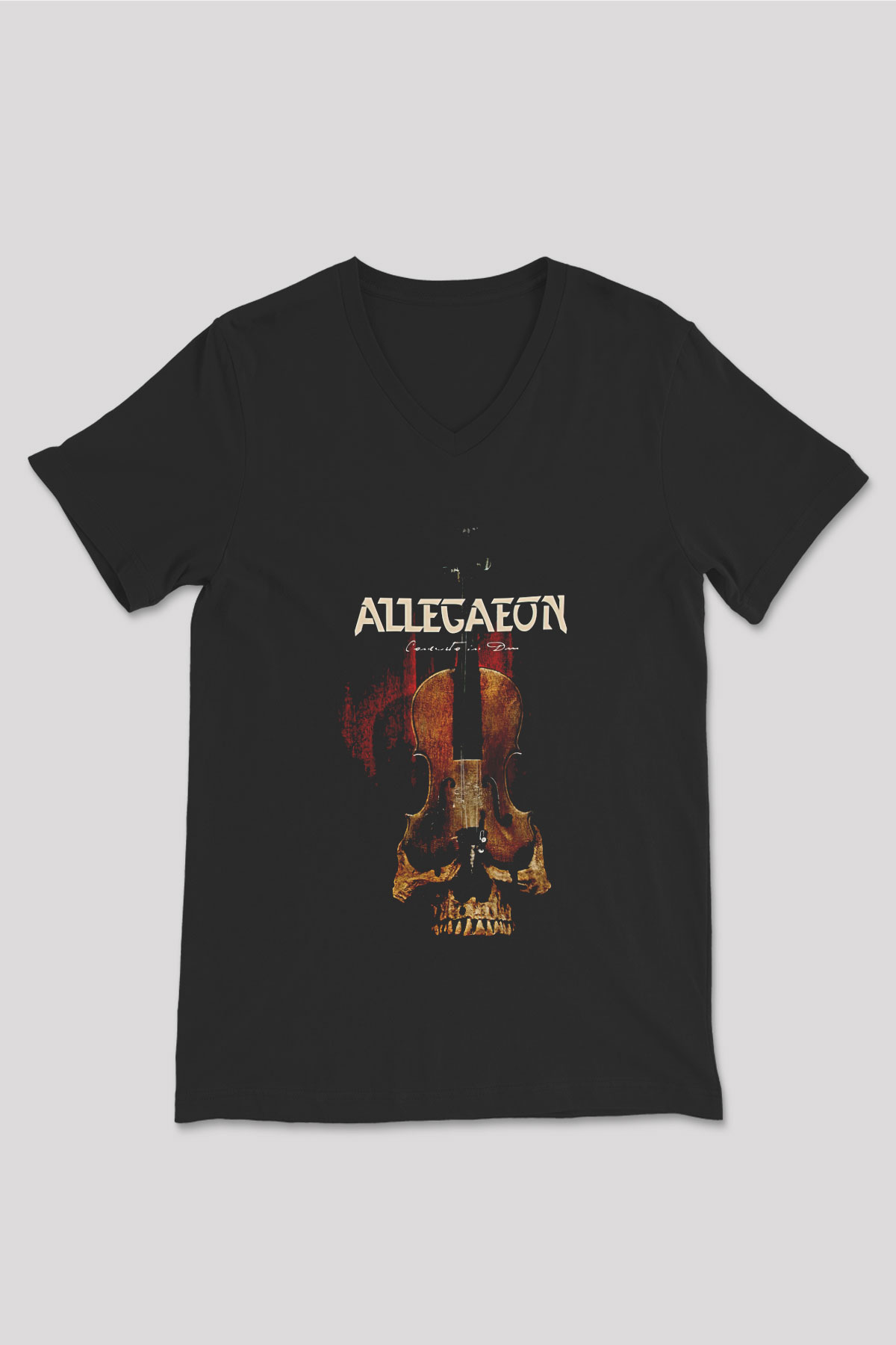 Allegaeon Baskılı Unisex Siyah V Yaka Tişört - Tshirt