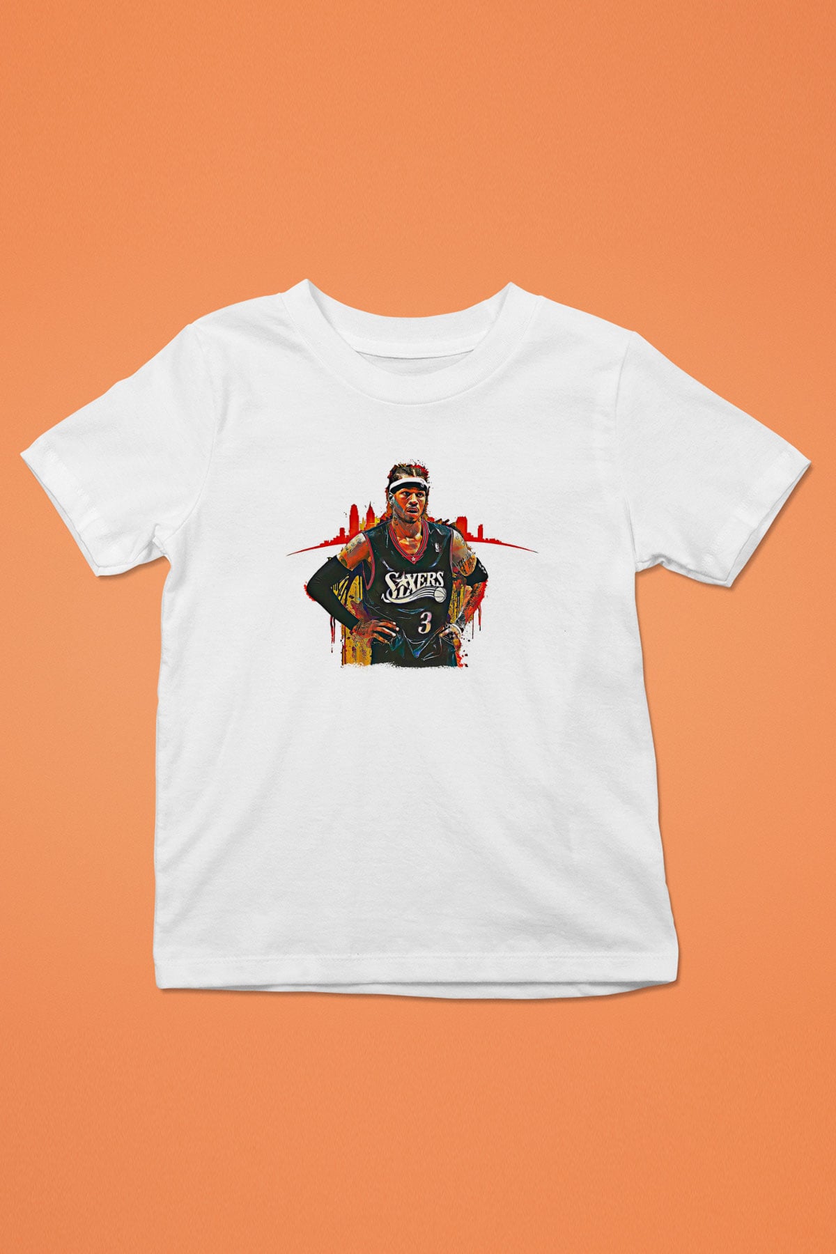 Allen Iverson Baskılı Beyaz Unisex Beyaz Çocuk Tişört - Tshirt