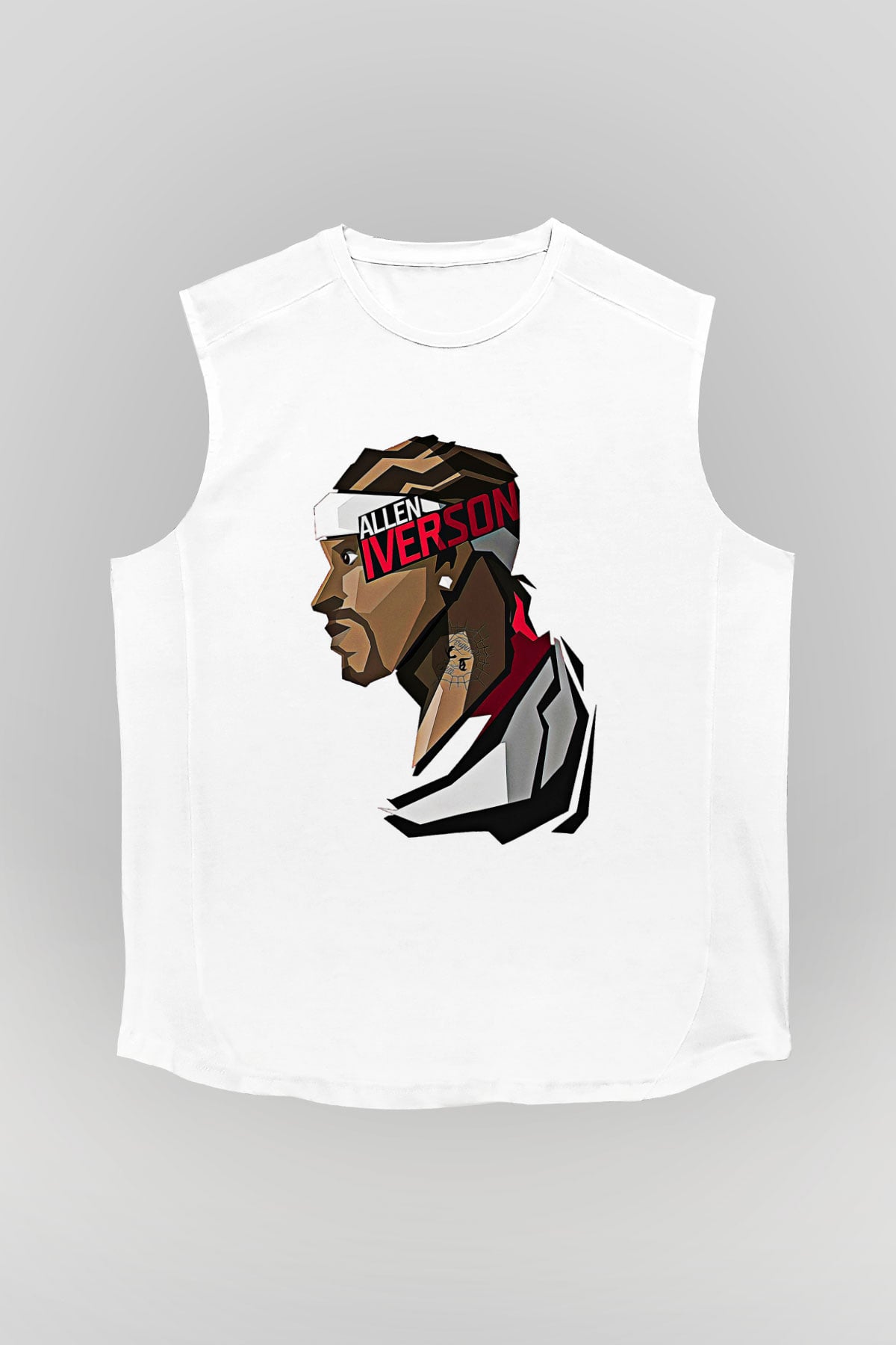 Allen Iverson Baskılı Beyaz Unisex Kolsuz Tişört - Tshirt