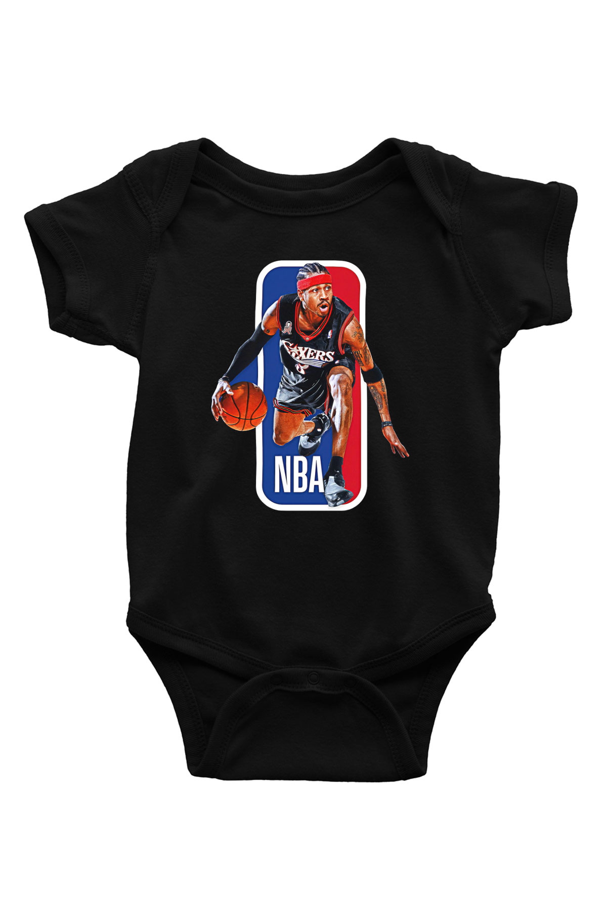 Allen Iverson Baskılı Unisex Siyah Bebek Body - Zıbın