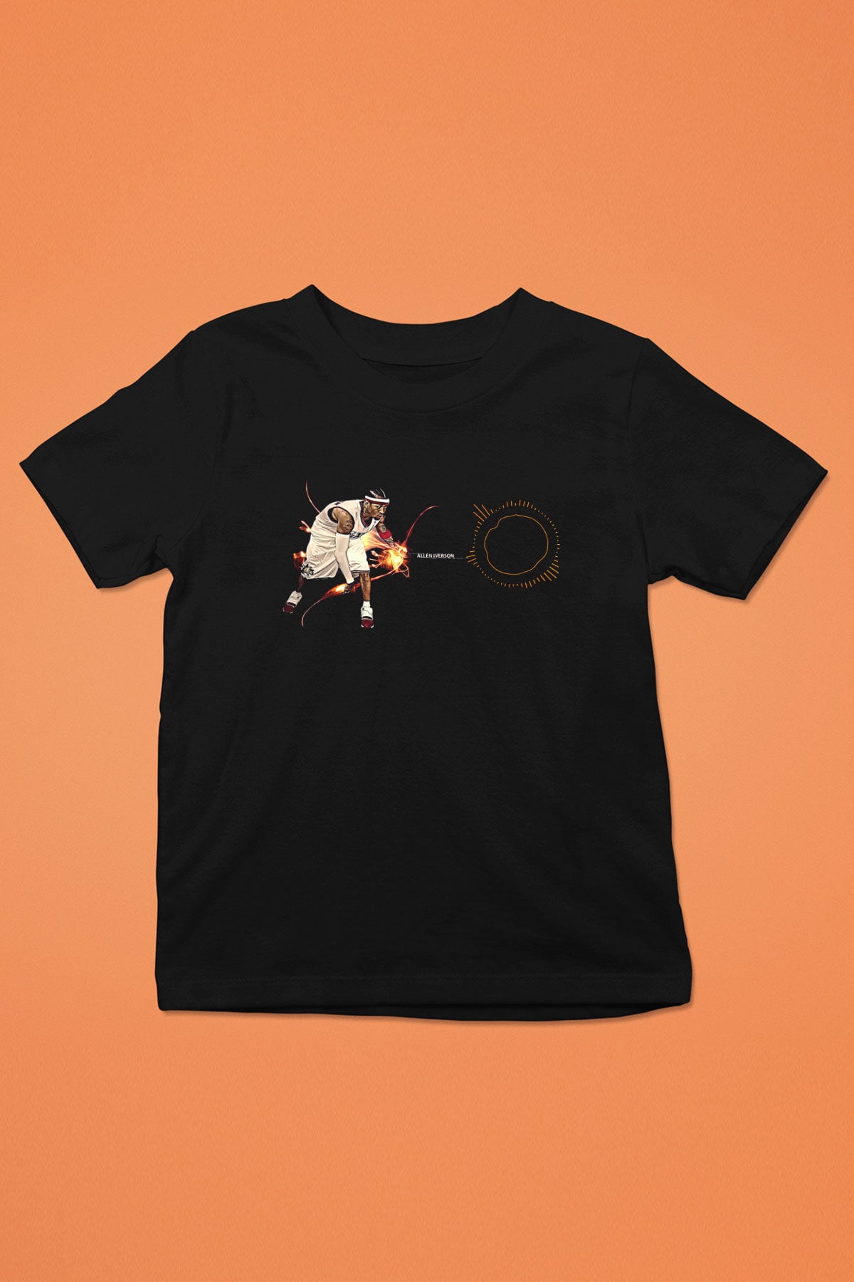 Allen Iverson Baskılı Unisex Siyah Çocuk Tişört - Tshirt