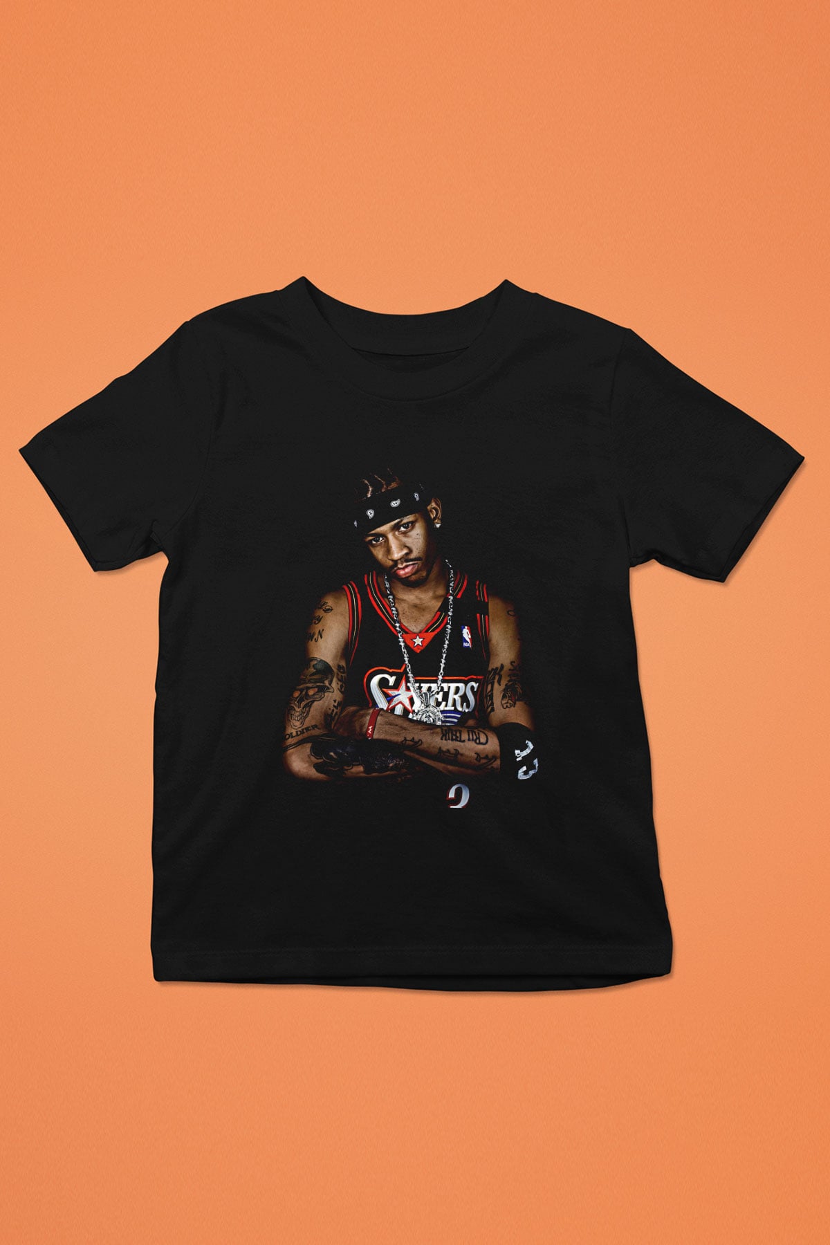 Allen Iverson Baskılı Unisex Siyah Çocuk Tişört - Tshirt