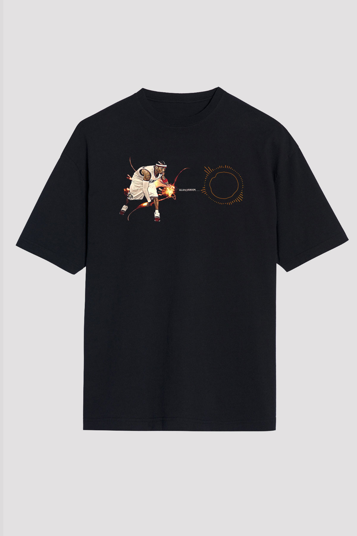 Allen Iverson Baskılı Unisex Siyah Oversize Tişört - Tshirt