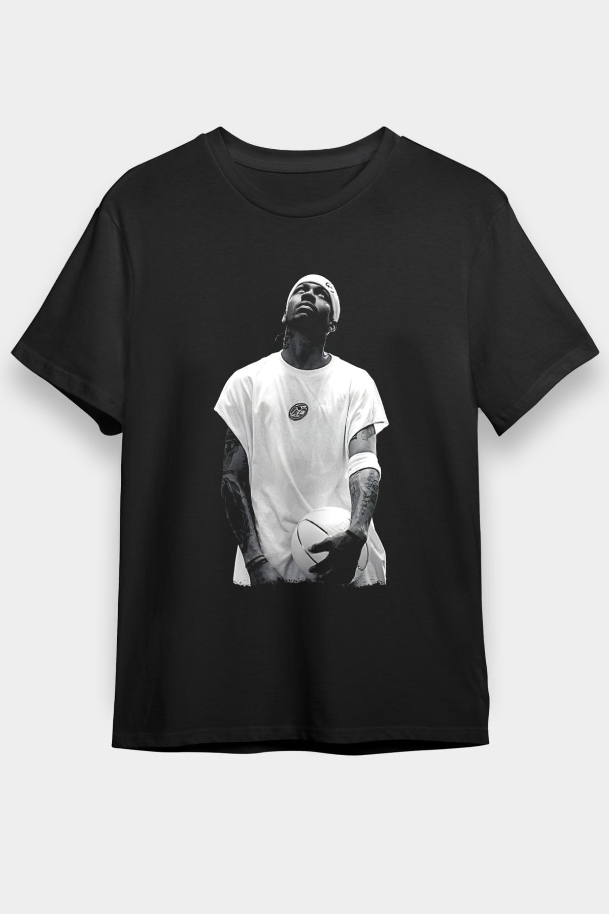 Allen Iverson Baskılı Unisex Siyah Tişört - Tshirt