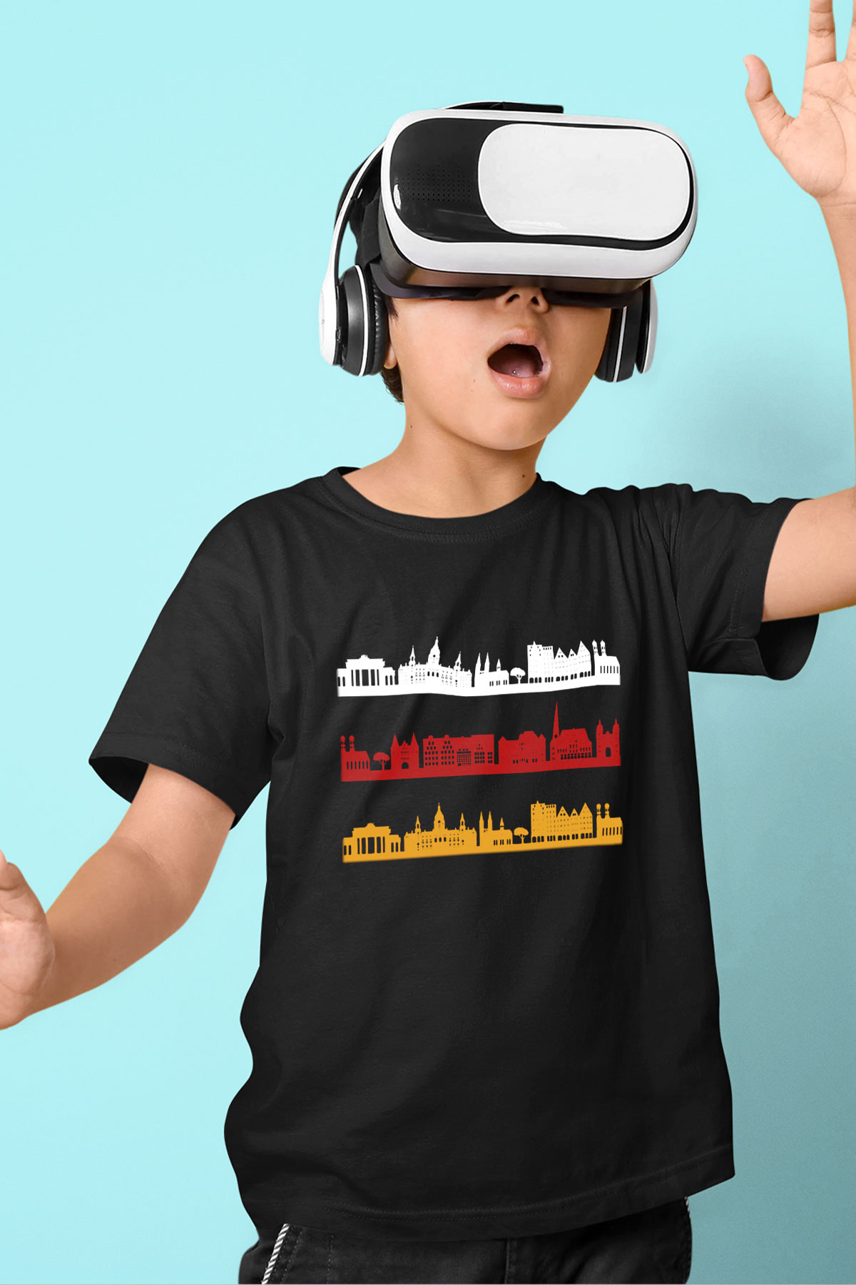Almanya Baskılı Siyah Unisex Çocuk Tişört