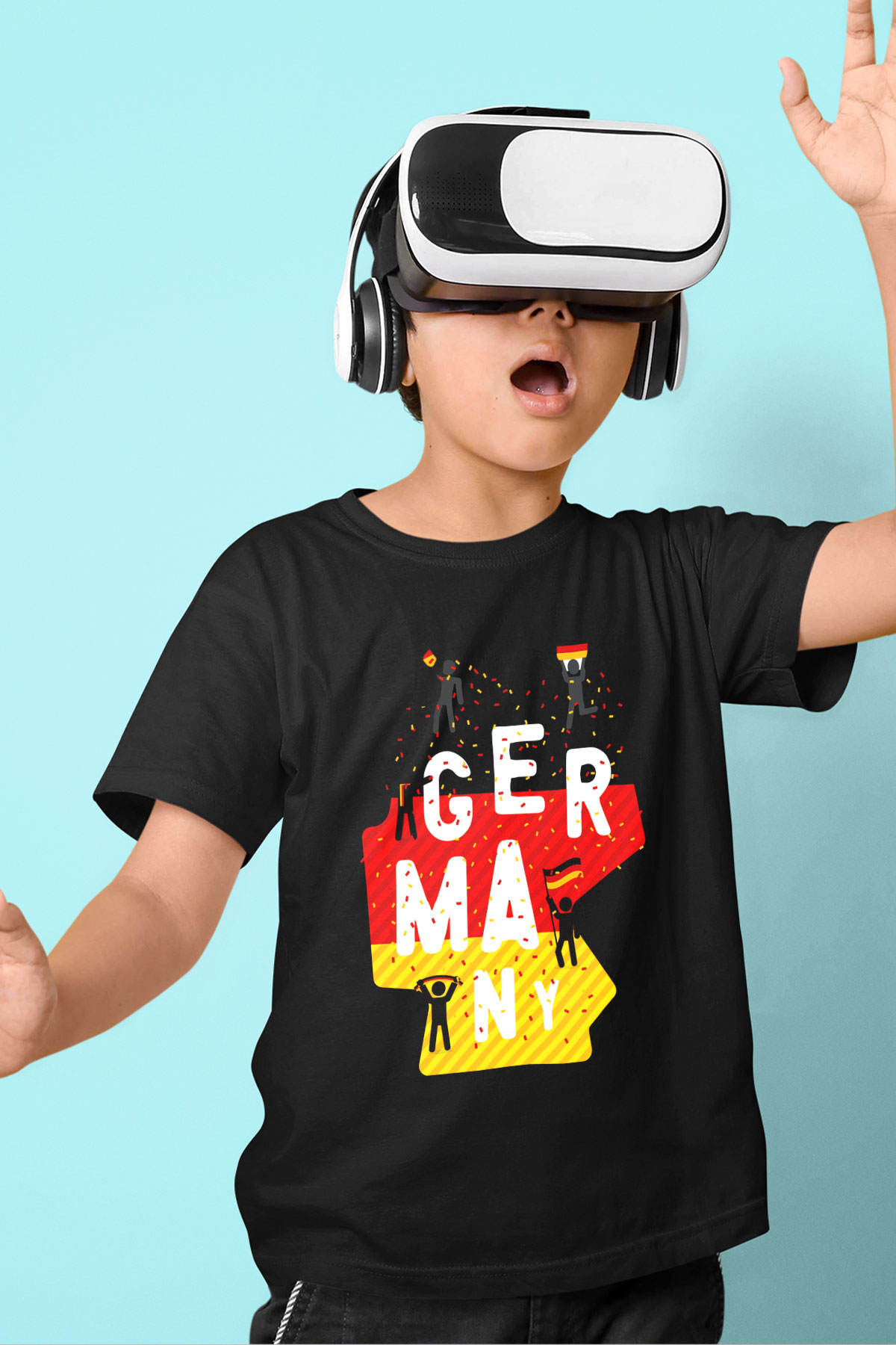Almanya Baskılı Siyah Unisex Çocuk Tişört