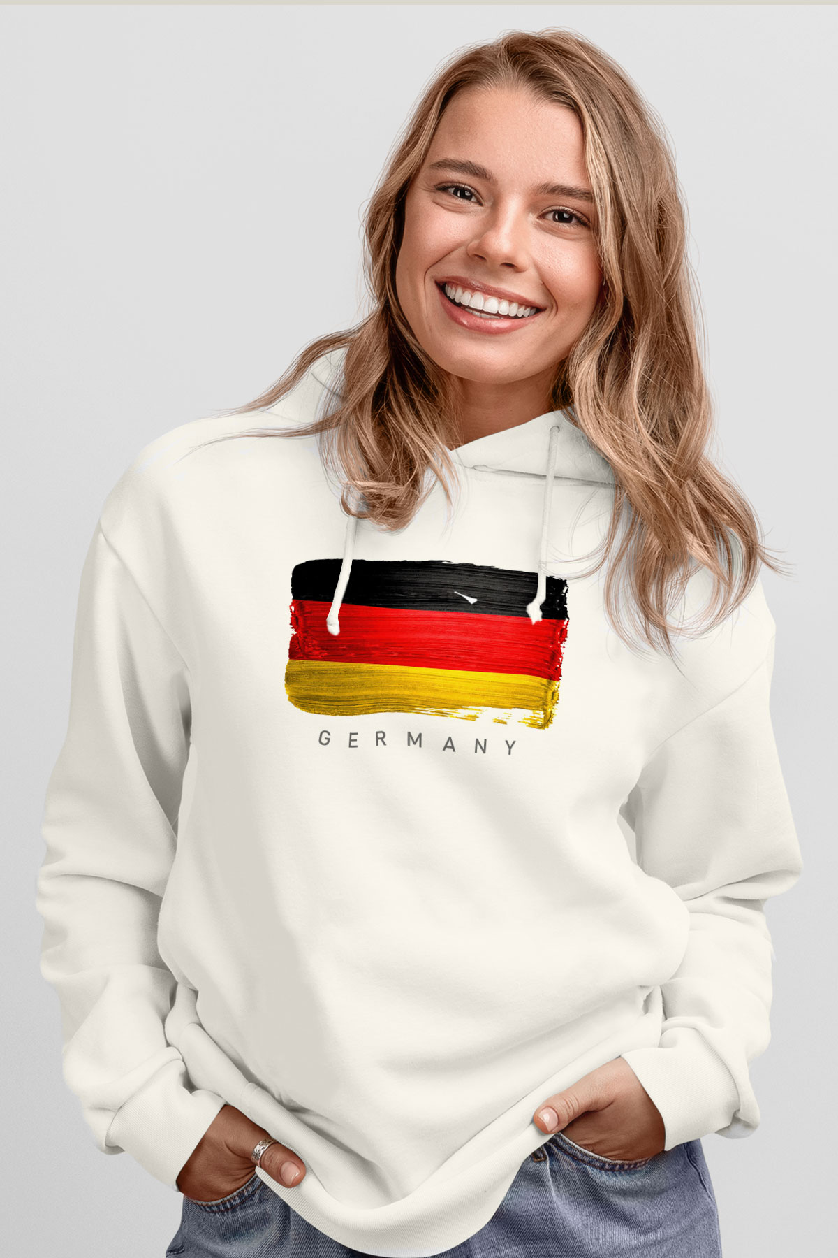 Almanya Beyaz Unisex Hoodie