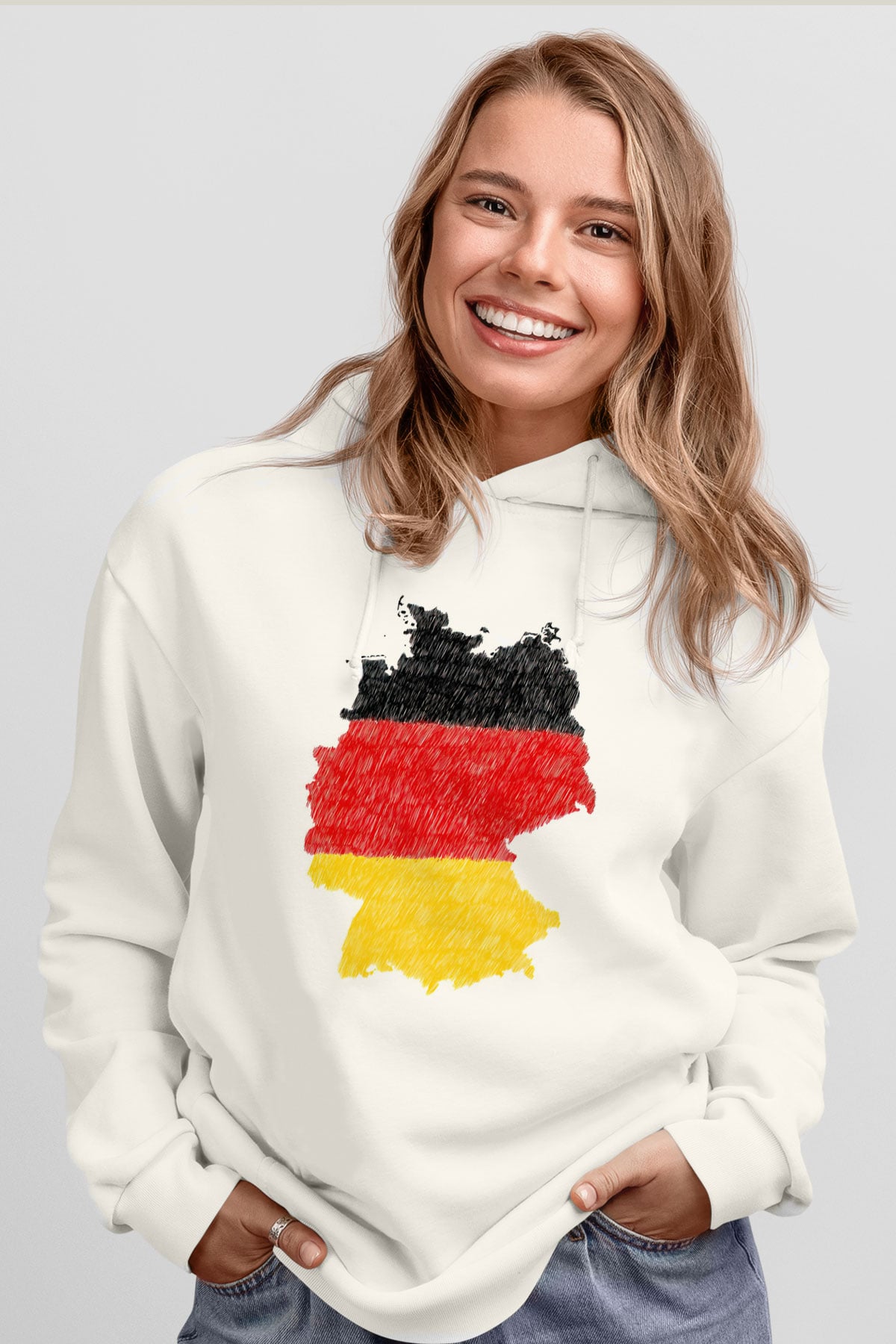 Almanya Beyaz Unisex Hoodie