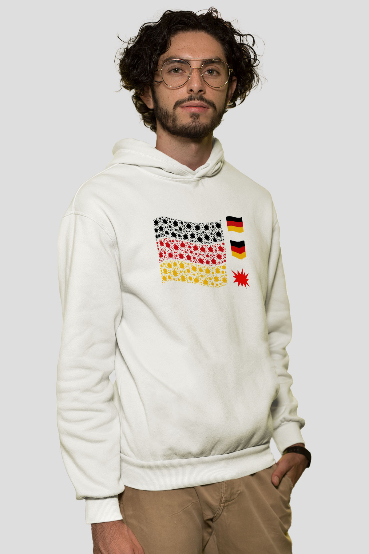 Almanya Beyaz Unisex Kapşonlu Sweatshirt