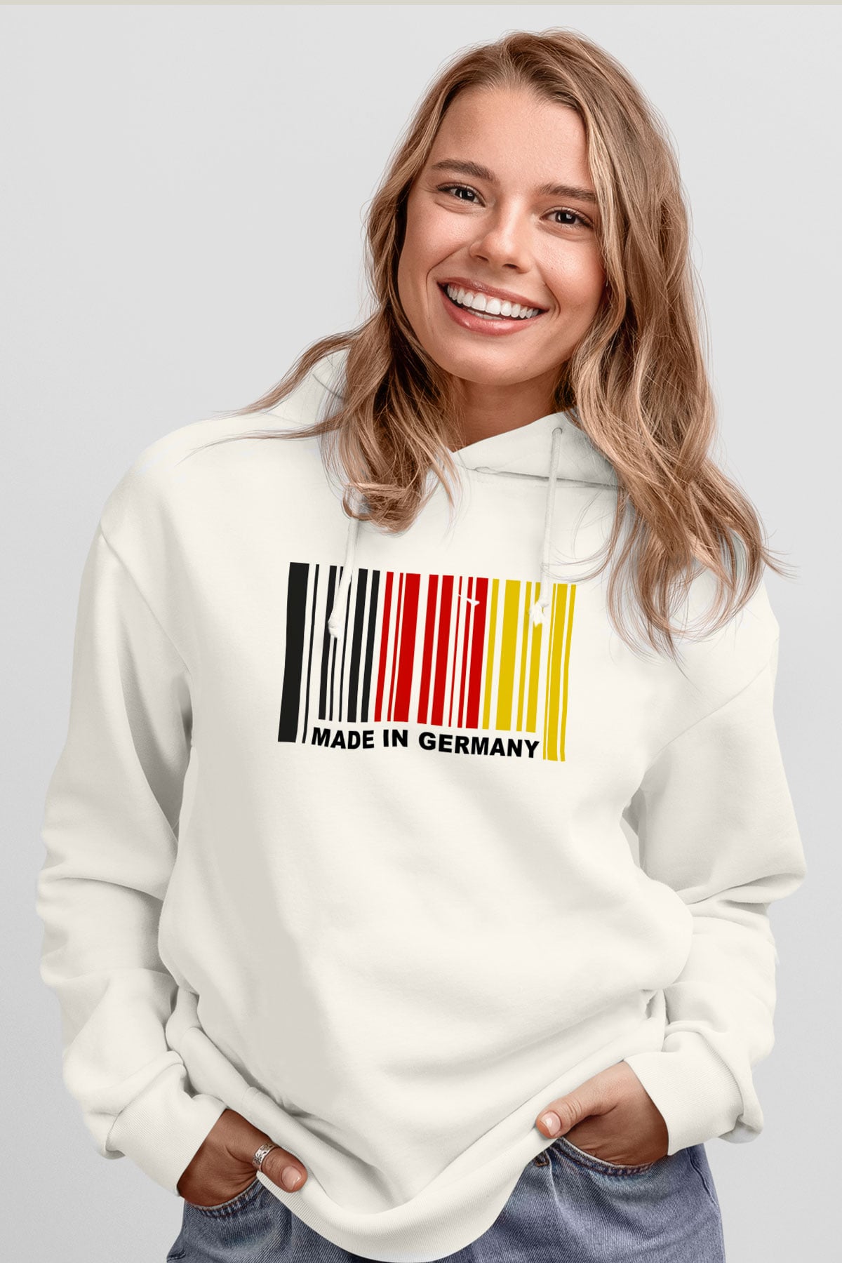 Almanya Beyaz Unisex Kapşonlu Sweatshirt