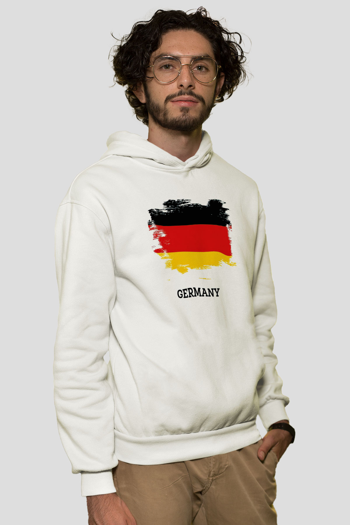 Almanya Beyaz Unisex Kapşonlu Sweatshirt