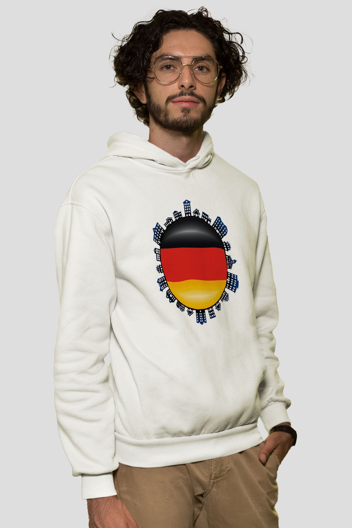 Almanya Beyaz Unisex Kapşonlu Sweatshirt