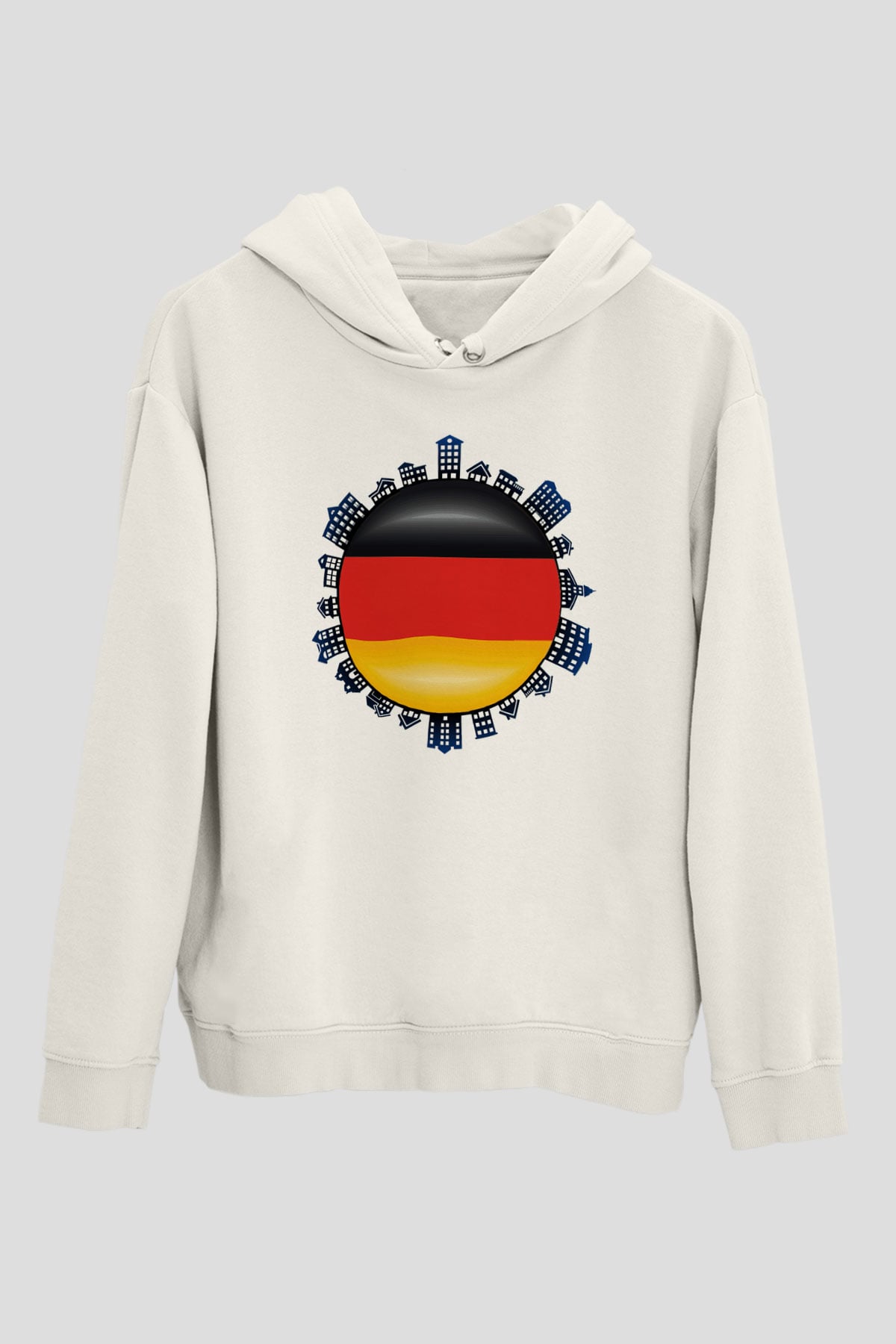 Almanya Beyaz Unisex Kapşonlu Sweatshirt