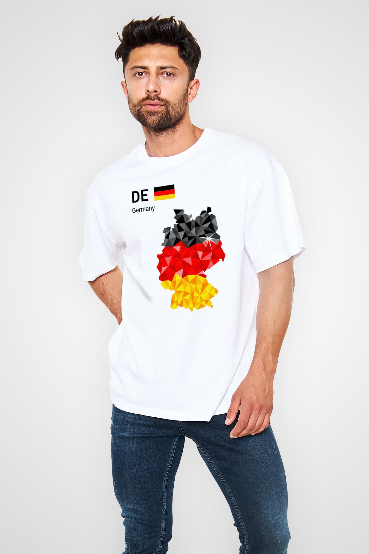 Almanya Beyaz Unisex Oversize Tişört T-Shirt