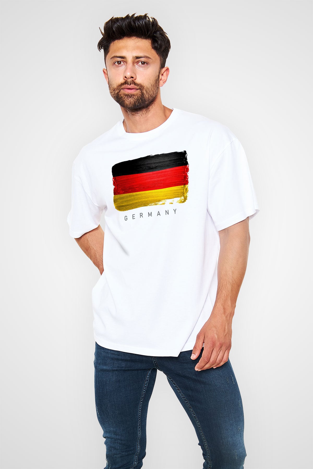 Almanya Beyaz Oversize Tişört Oversize T-shirt - TişörtFabrikası