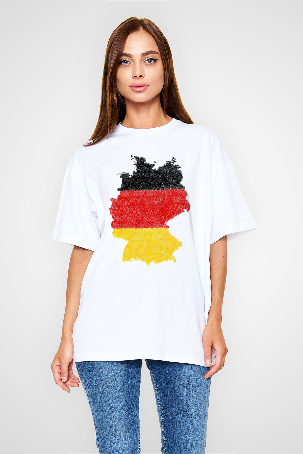 Almanya Beyaz Oversize Tişört Oversize T-shirt - TişörtFabrikası